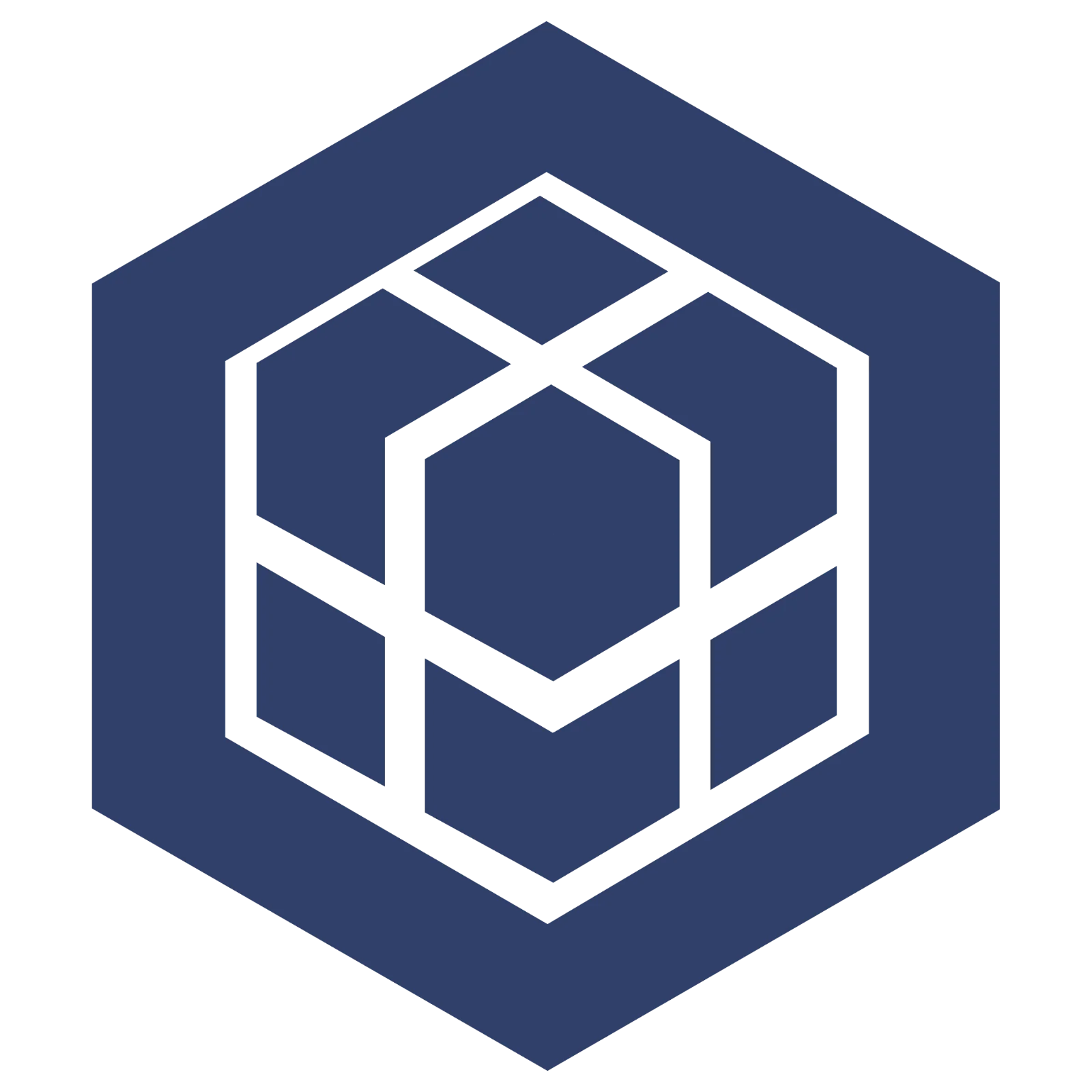 Geometric Blue Cube Emblem Free PNG