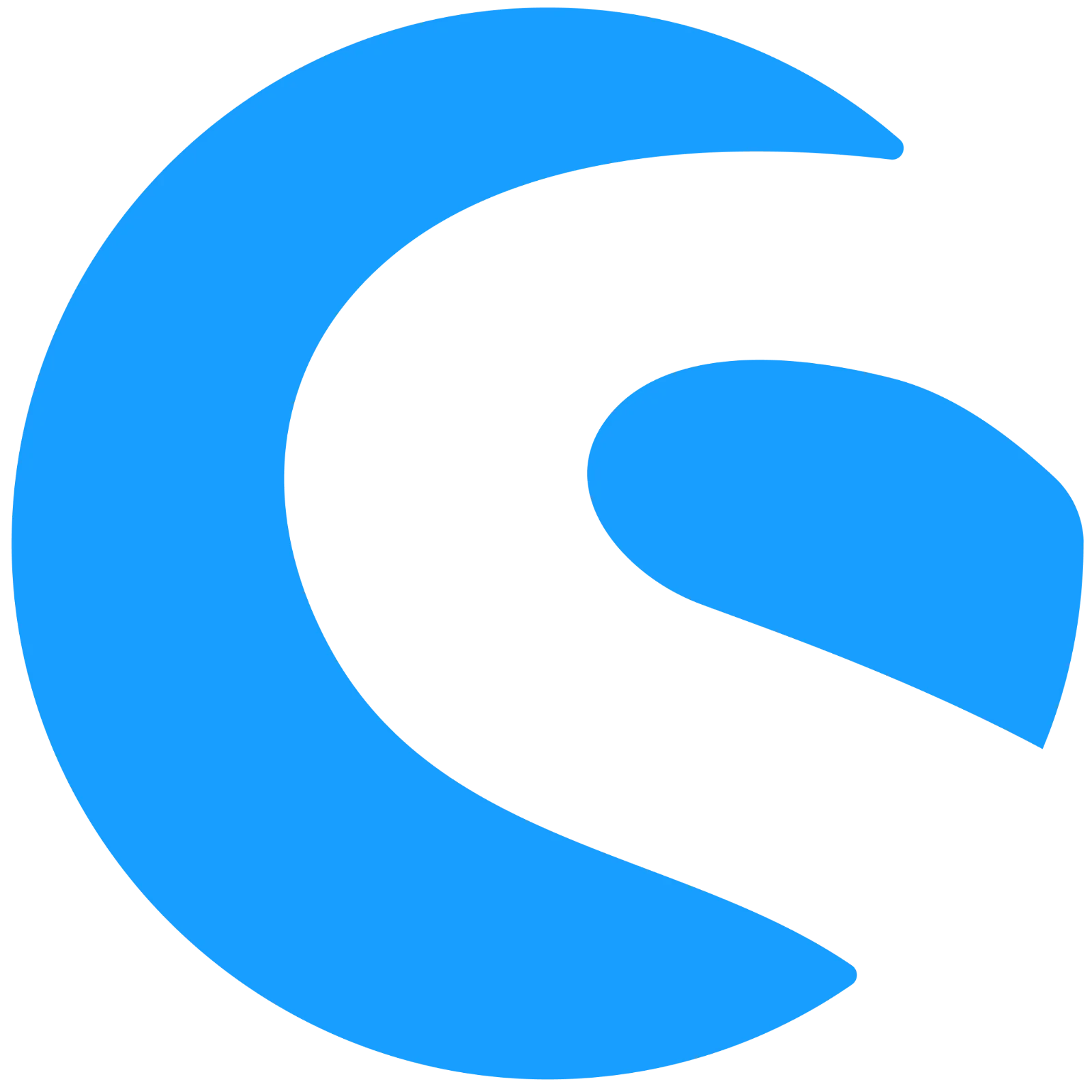 Bright Blue Abstract C-Shaped Symbol Free PNG
