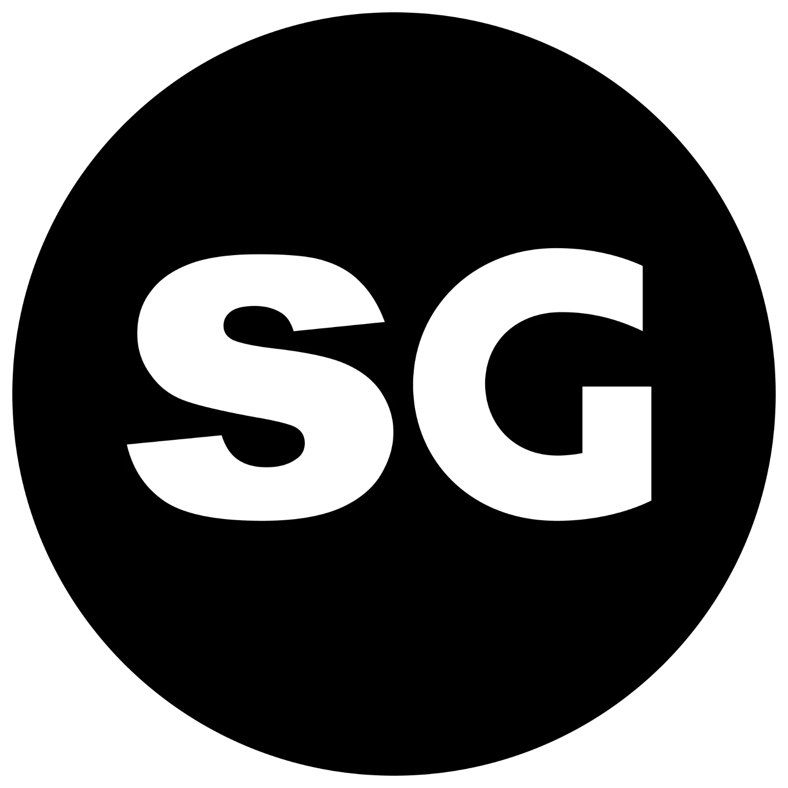 Bold White SG Monogram on Black Background - Free PNG