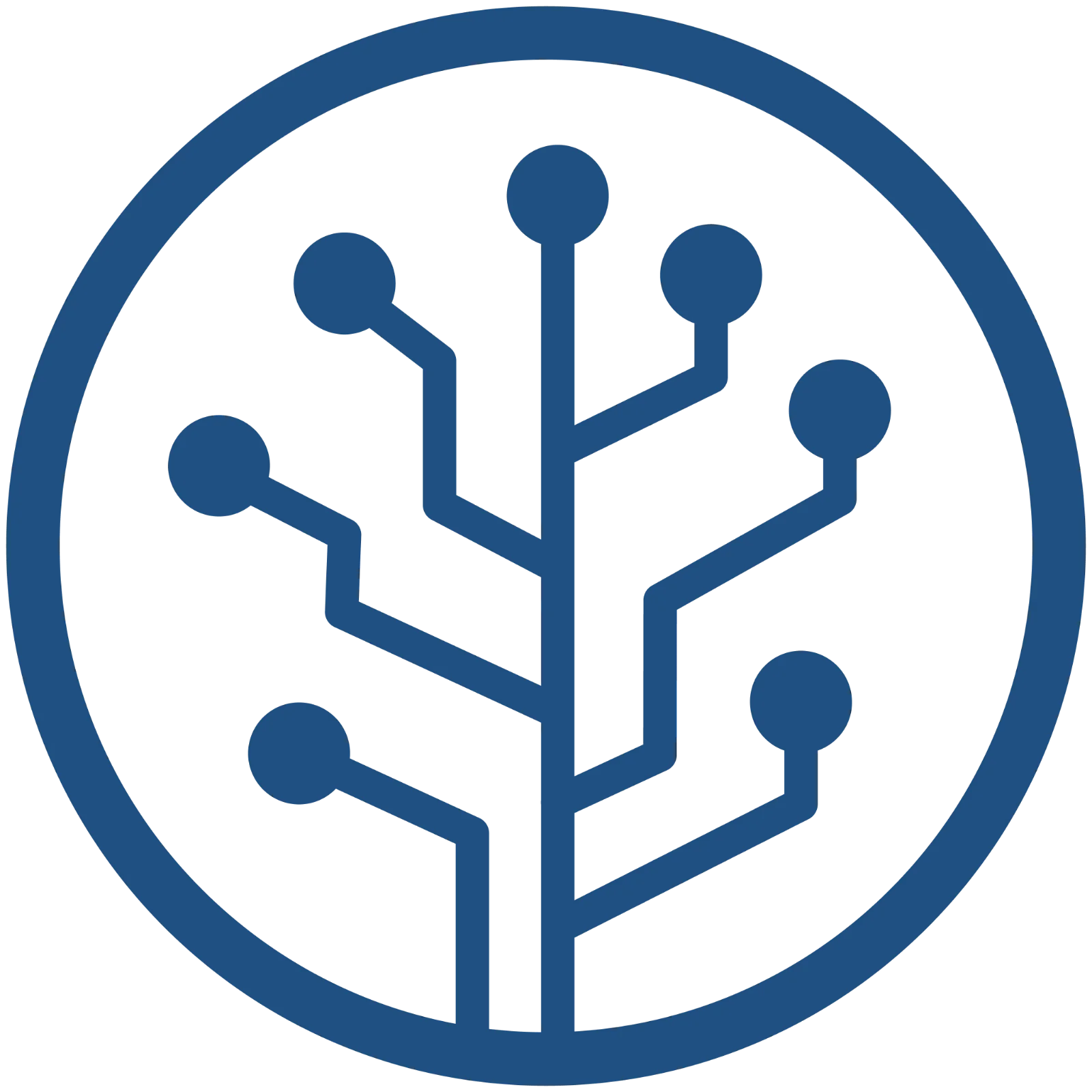 Blue Circuit Network Icon in a Circle Free PNG