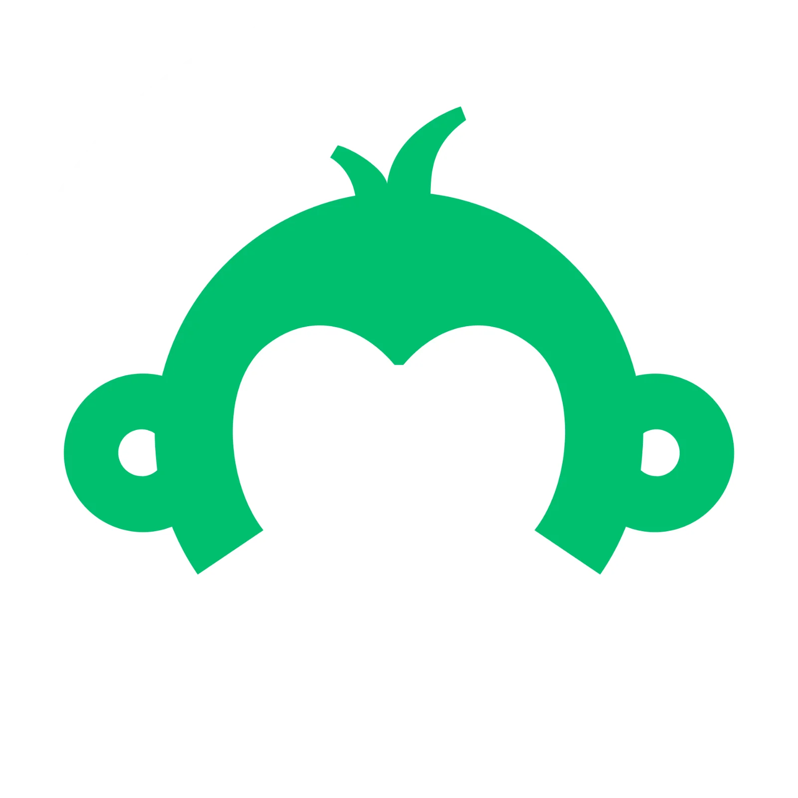 Green Monkey Head Silhouette on a White Circle Free PNG