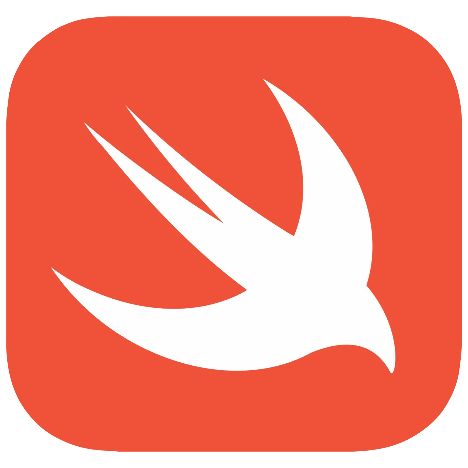White Swift Bird Logo on Coral Rounded Square Free PNG
