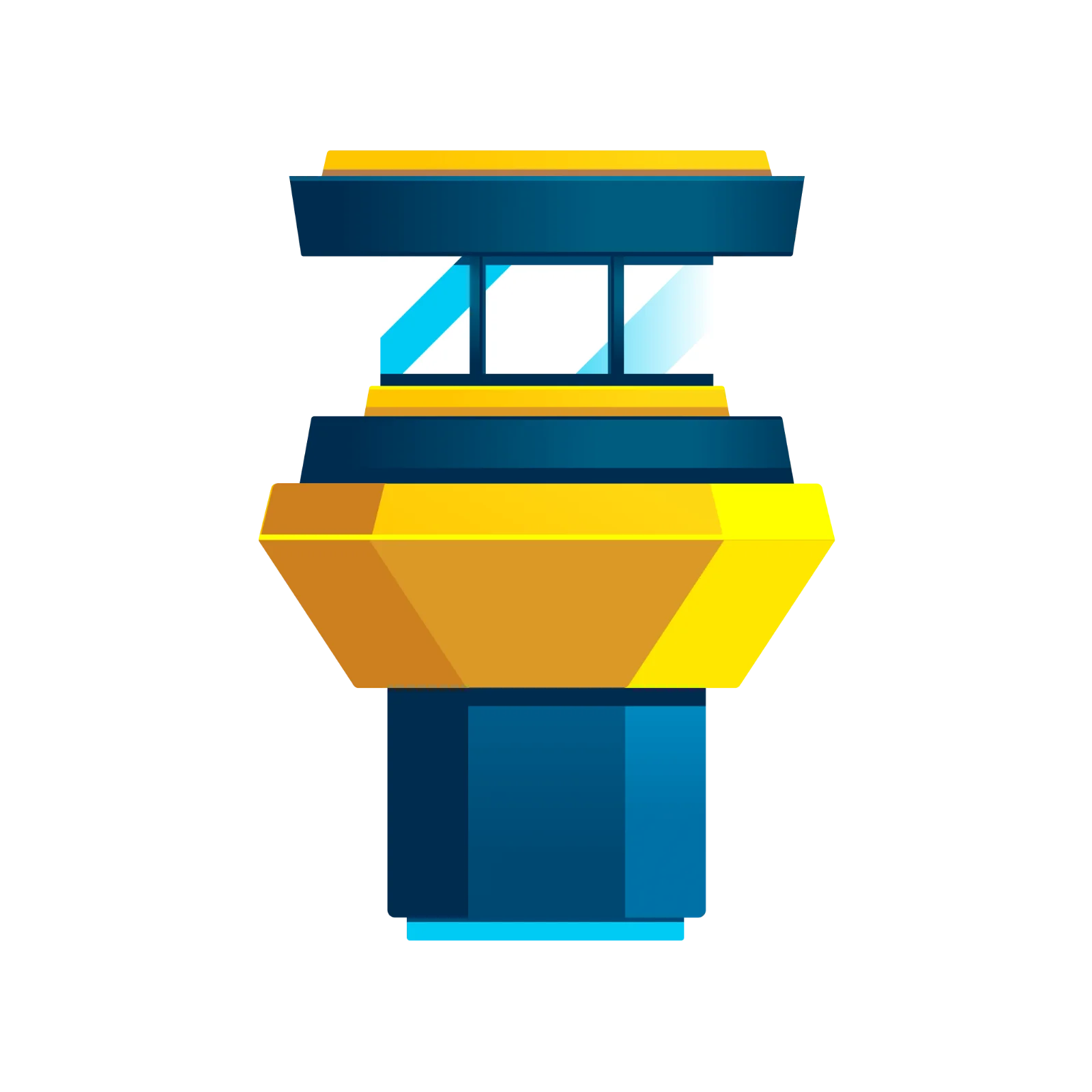 Geometric Blue and Yellow Lighthouse Free PNG