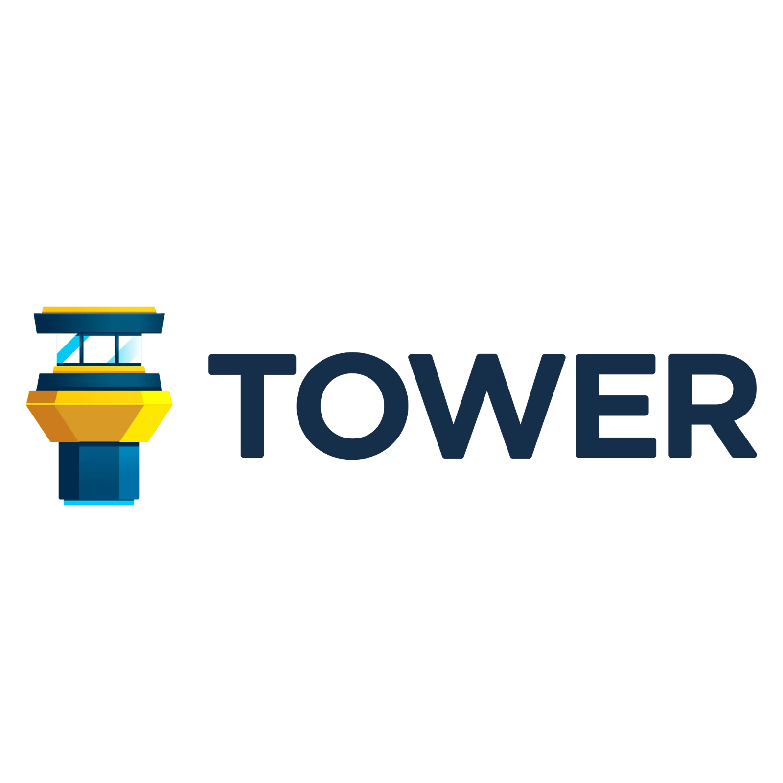 Blue and Yellow Control Tower with TOWER Text Free PNG