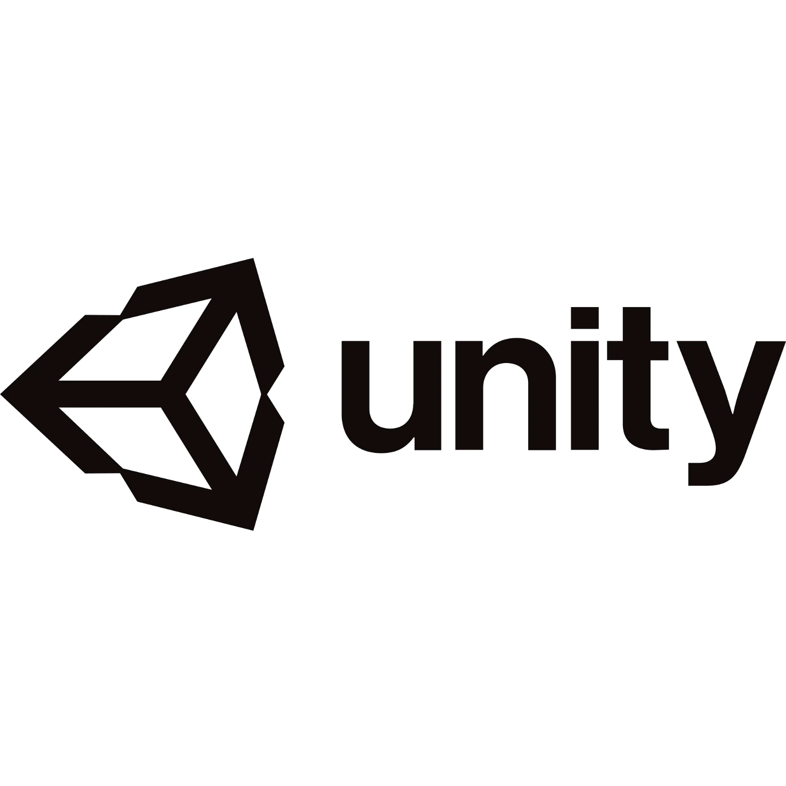Dark Brown Unity Logo and Wordmark on Black Background - Free PNG