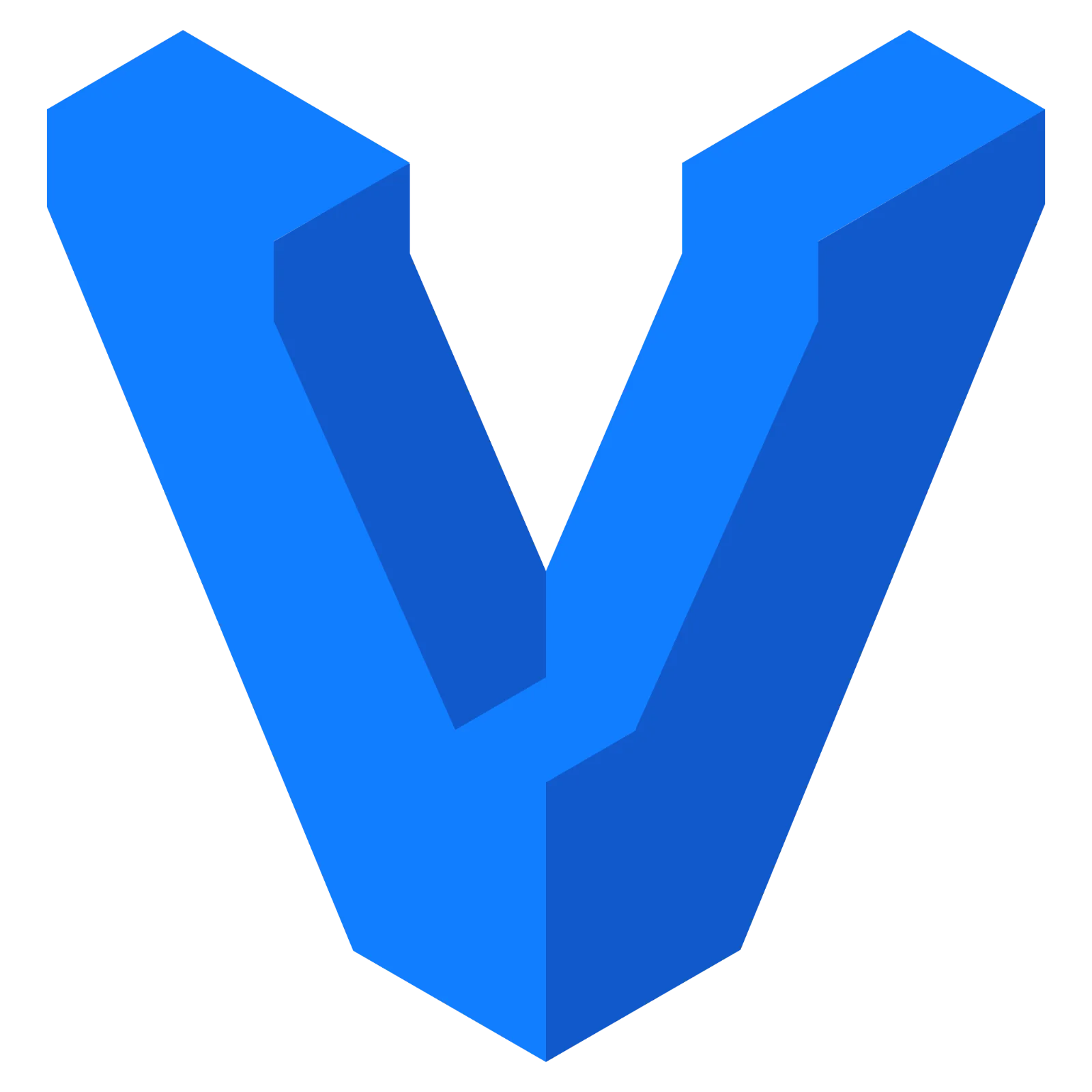 Blue 3D Block Letter V on Black Background | Free PNG