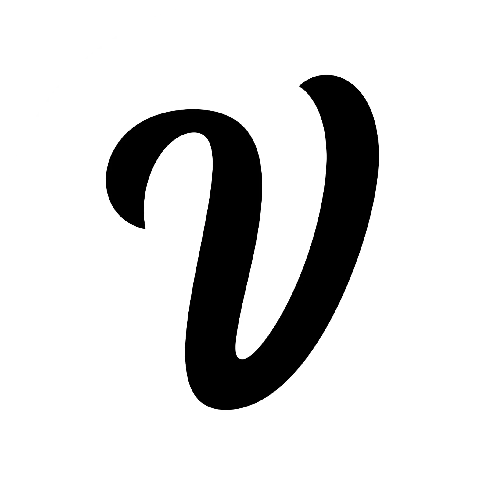 Calligraphic V Letter in White Circle | Free PNG