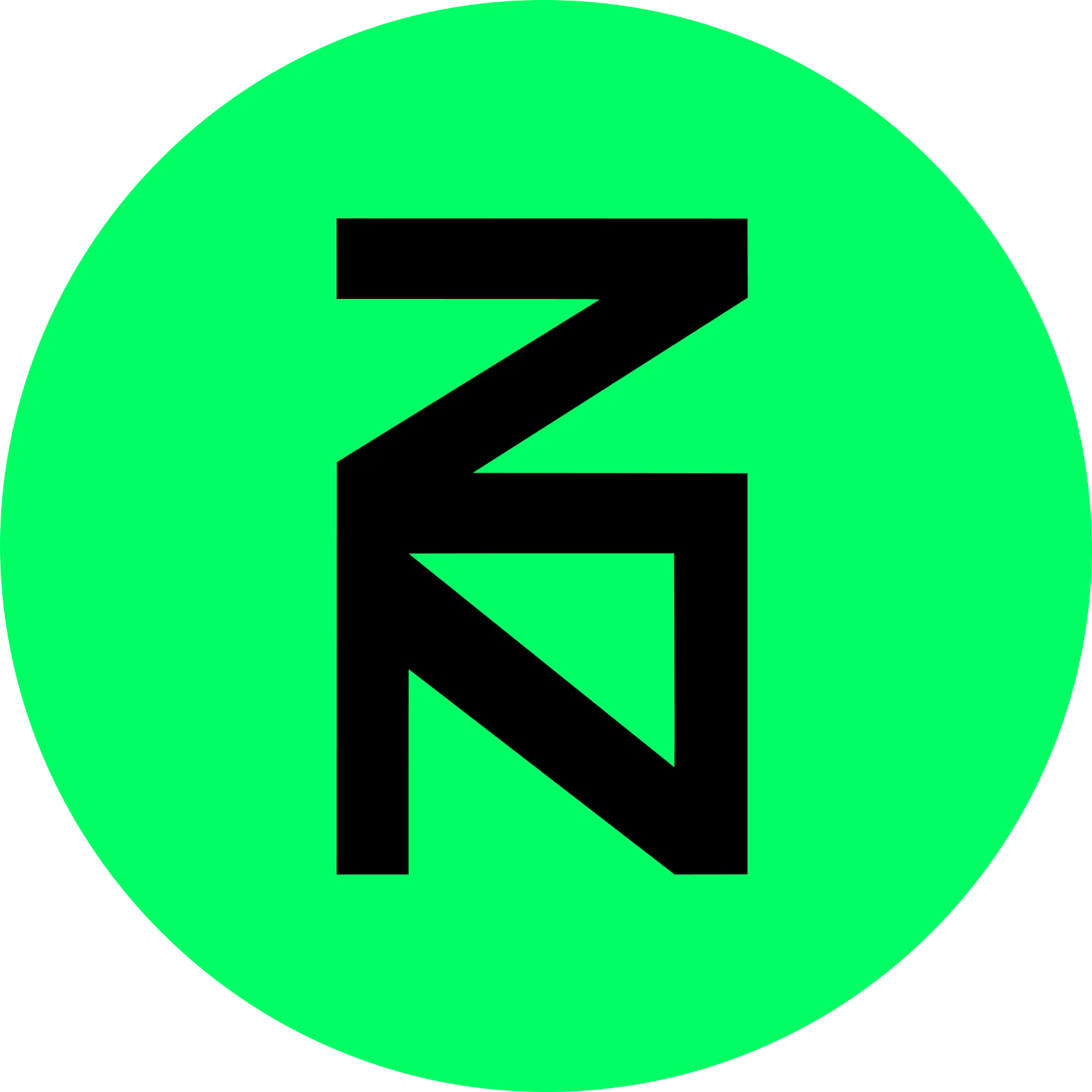 Zenon (ZNN) Geometric Logo in a Green Circle - Free PNG