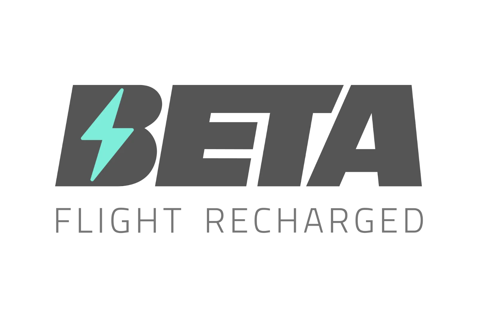 BETA Flight Recharged Logo with Turquoise Lightning Bolt Free PNG