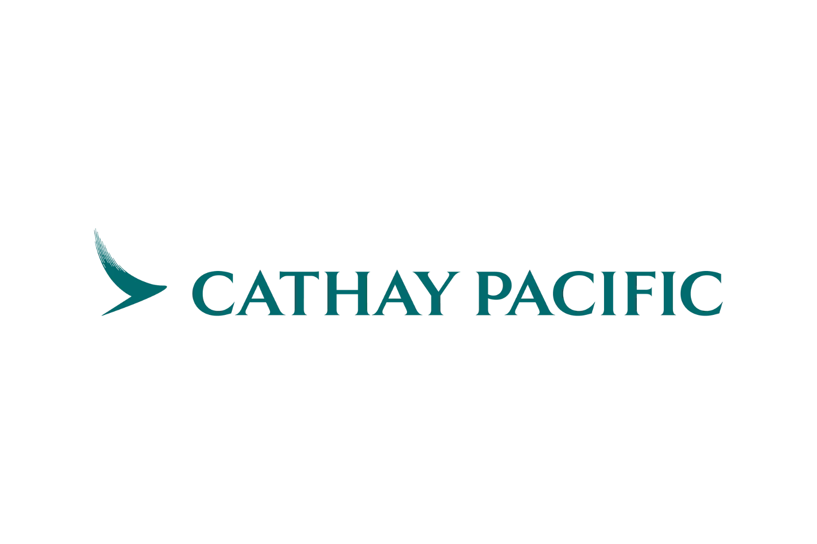 Cathay Pacific Teal Wordmark and Brushwing Logo Free PNG