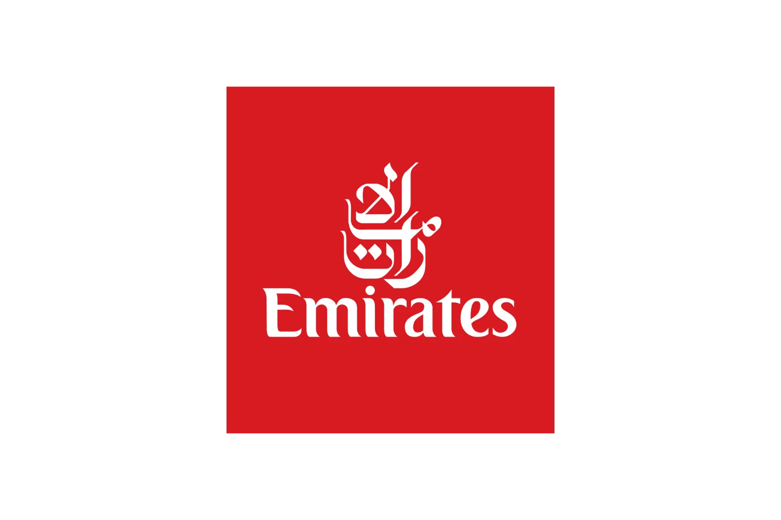 Emirates Airline Logo on Red Background Free PNG