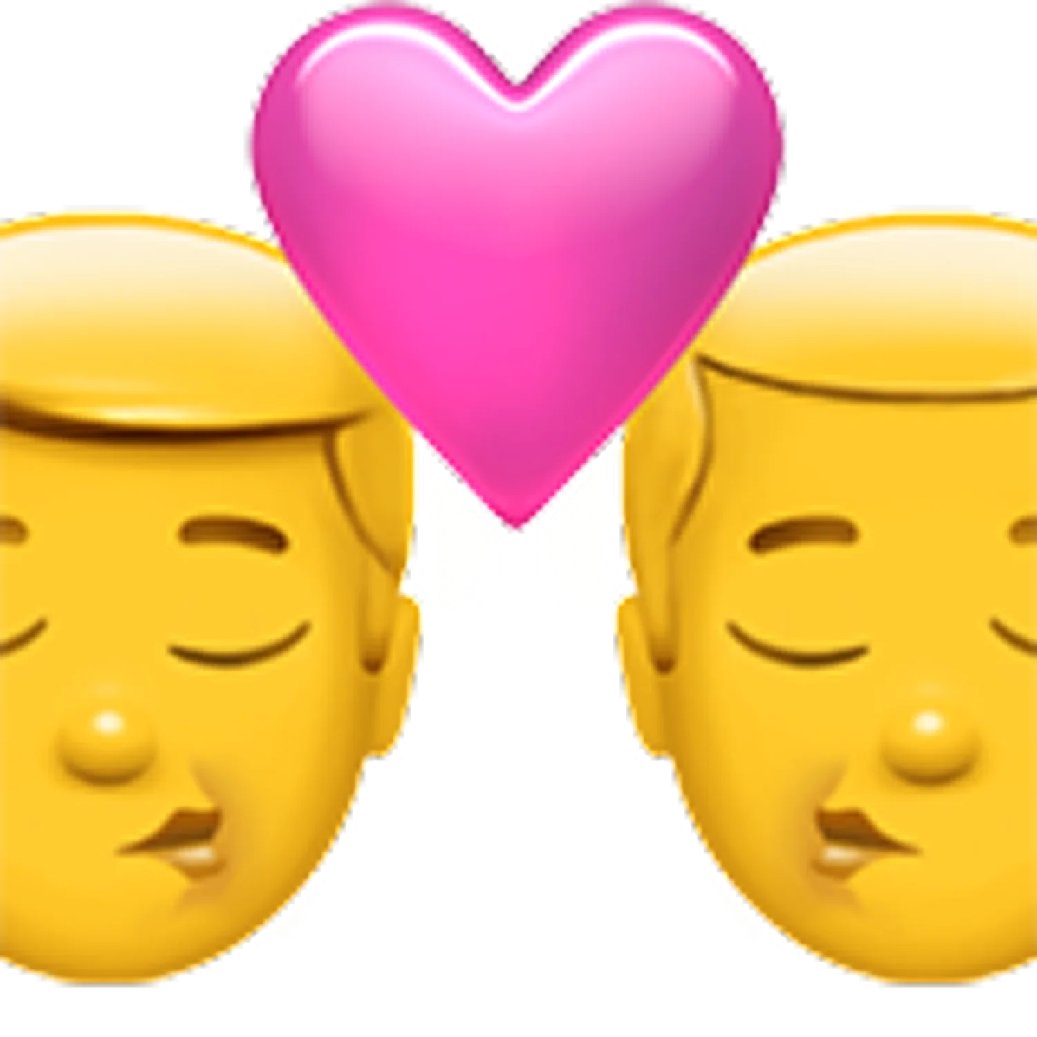 Two Kissing Faces with a Pink Heart Free PNG