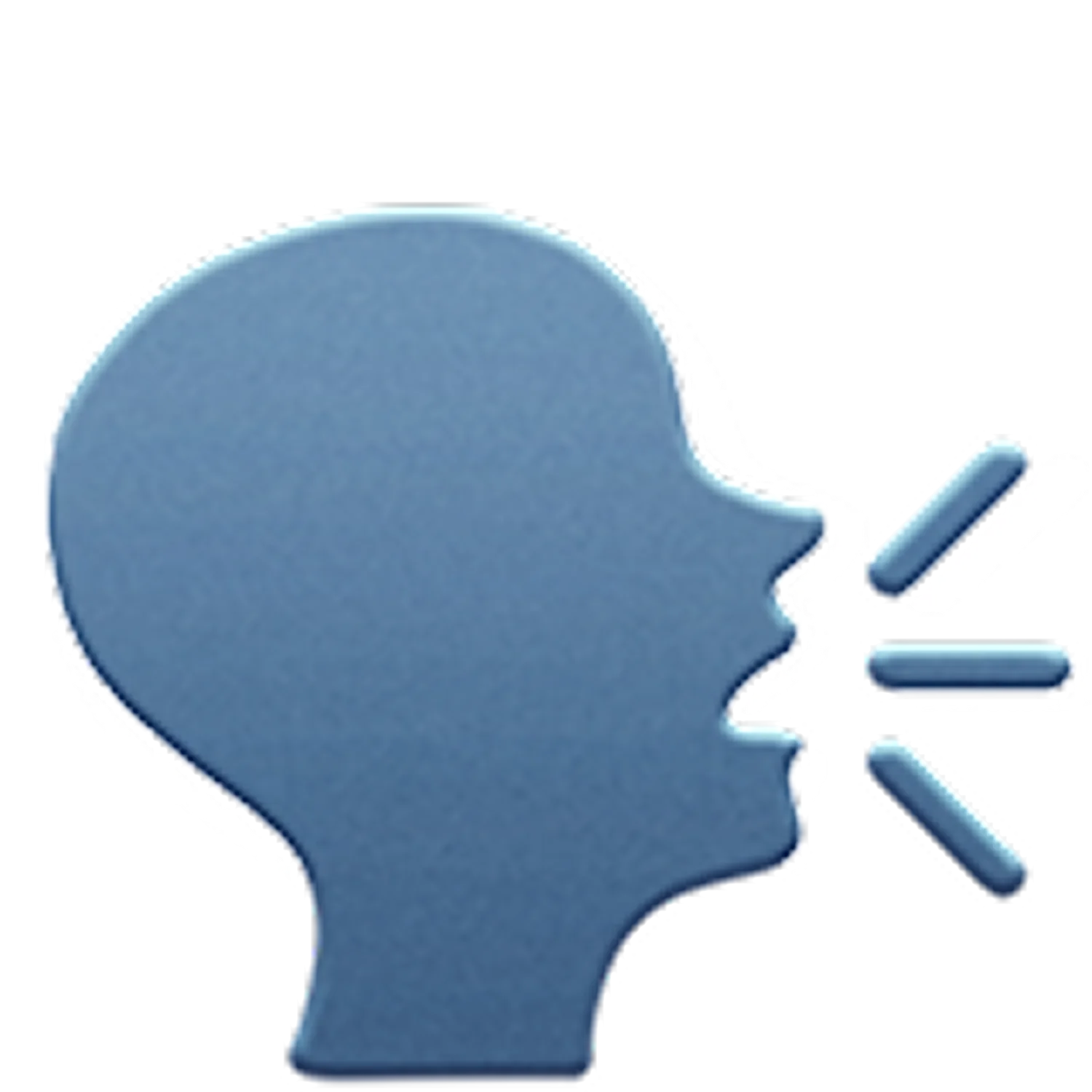 Blue Speaking Head Profile Icon with Sound Rays Free PNG