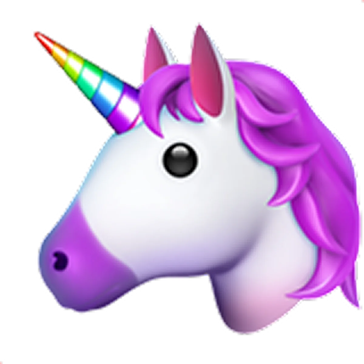 Cute Cartoon Unicorn Head with Rainbow Horn | Free PNG