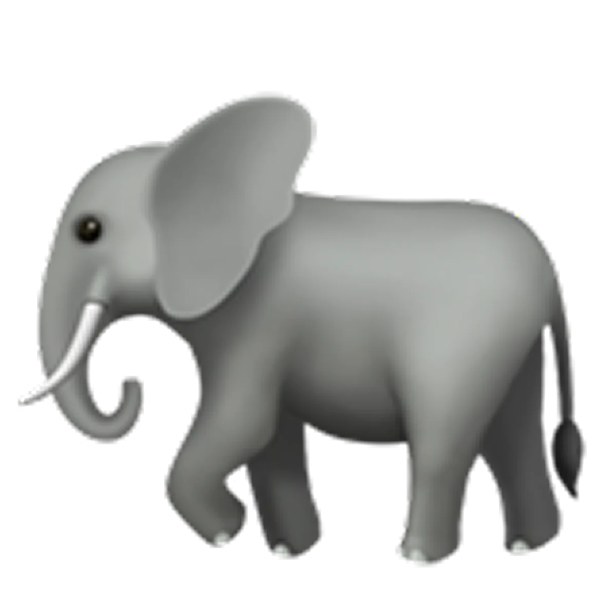 Gray Cartoon Elephant with Curled Trunk Free PNG