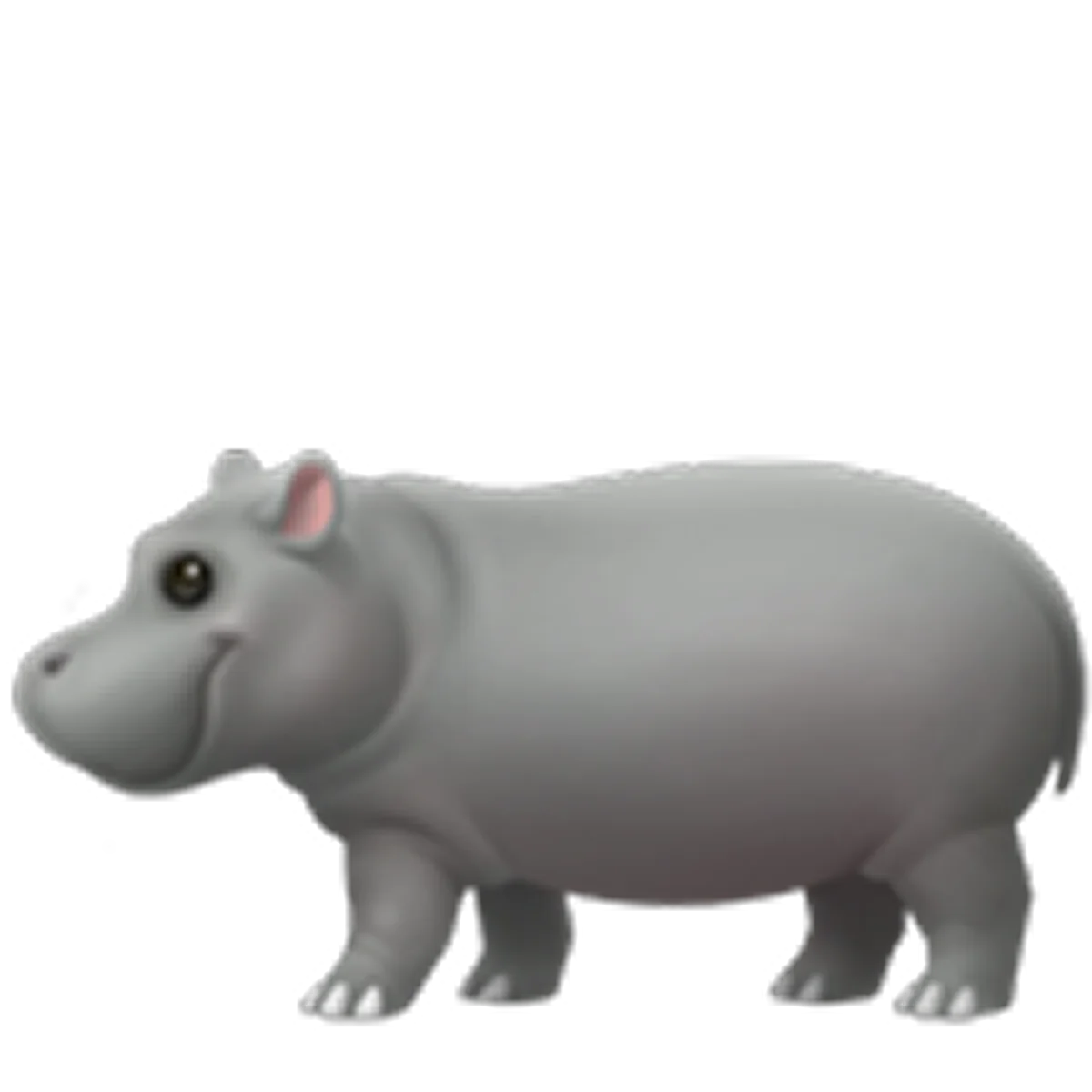 Gray Cartoon Hippopotamus Standing in Profile Free PNG
