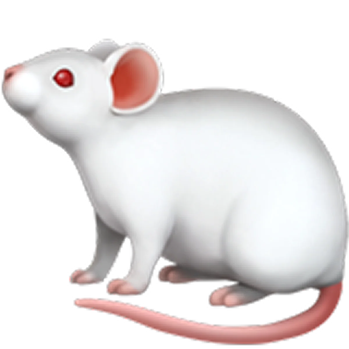 White Cartoon Mouse with Pink Ears and Tail Free PNG
