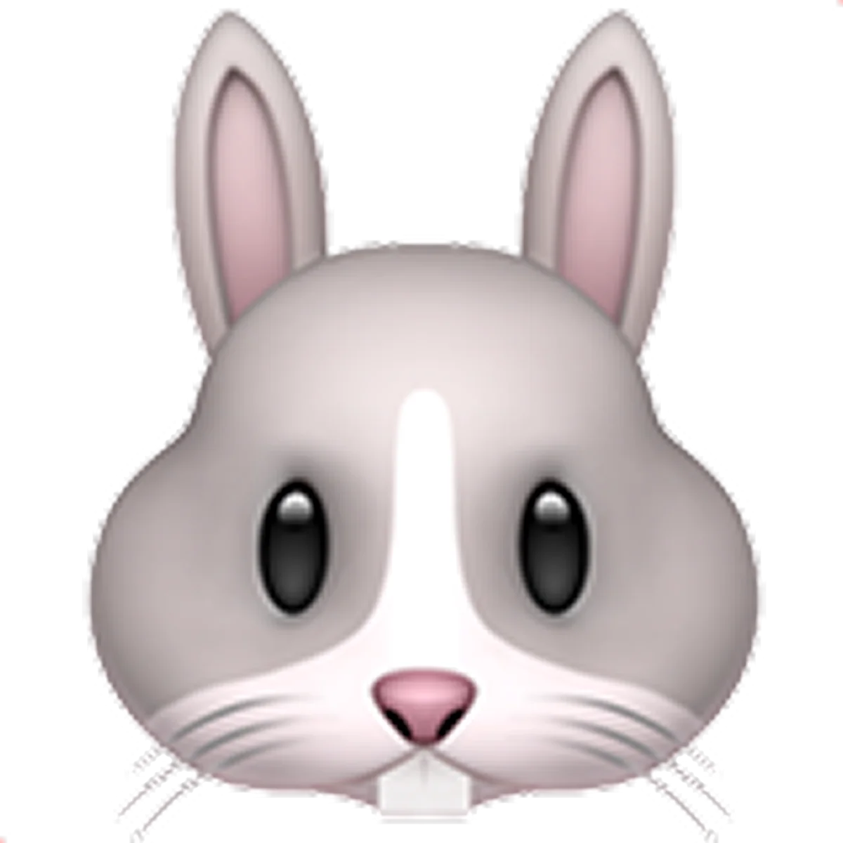Gray Rabbit Face Emoji with Pink Ears – Free PNG