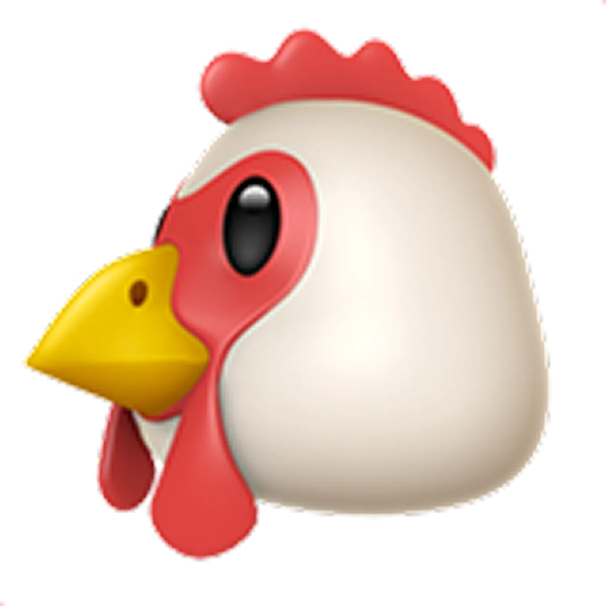 3D Cartoon Chicken Head with Red Comb - Free PNG