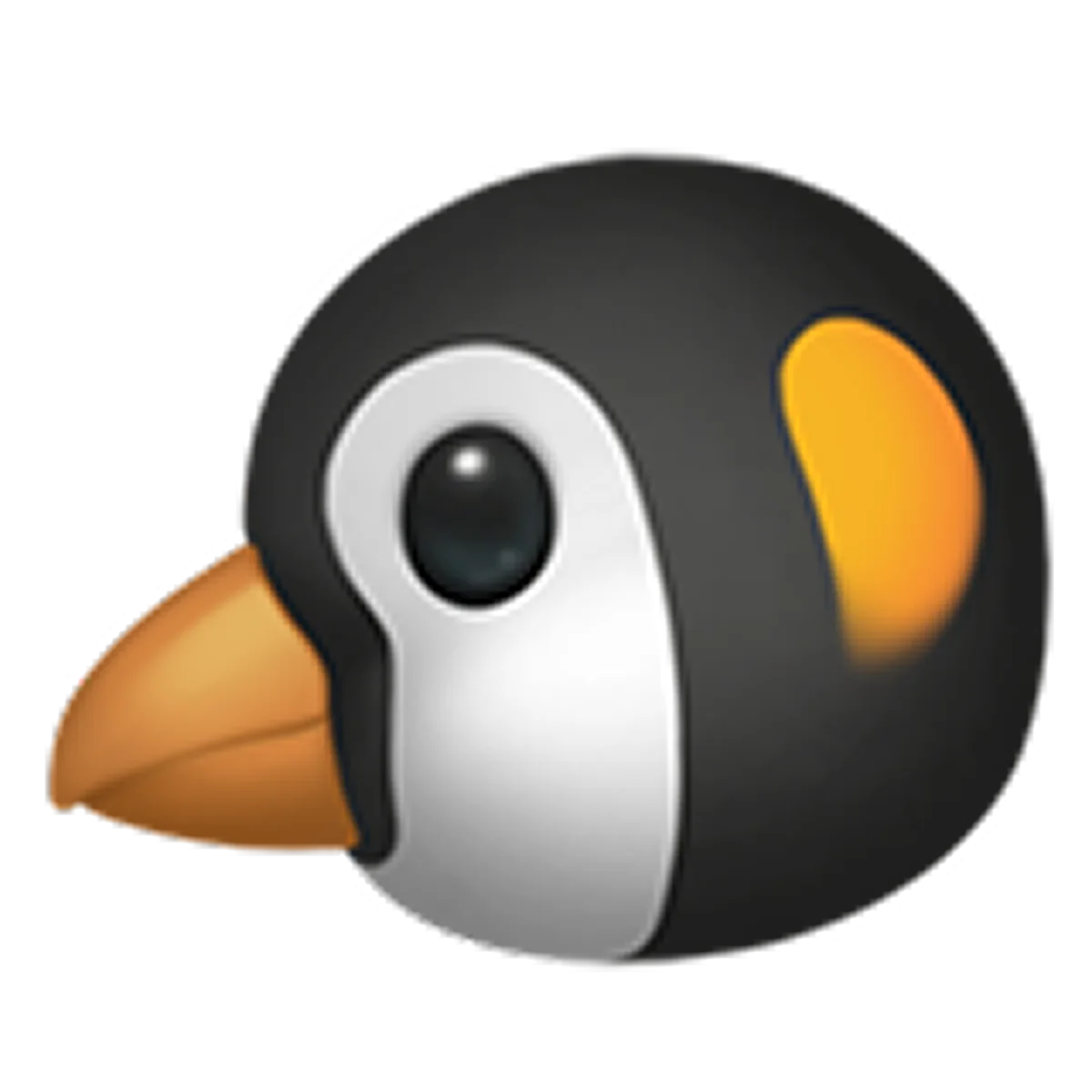 Cartoon Black Bird Head with Orange Beak Free PNG