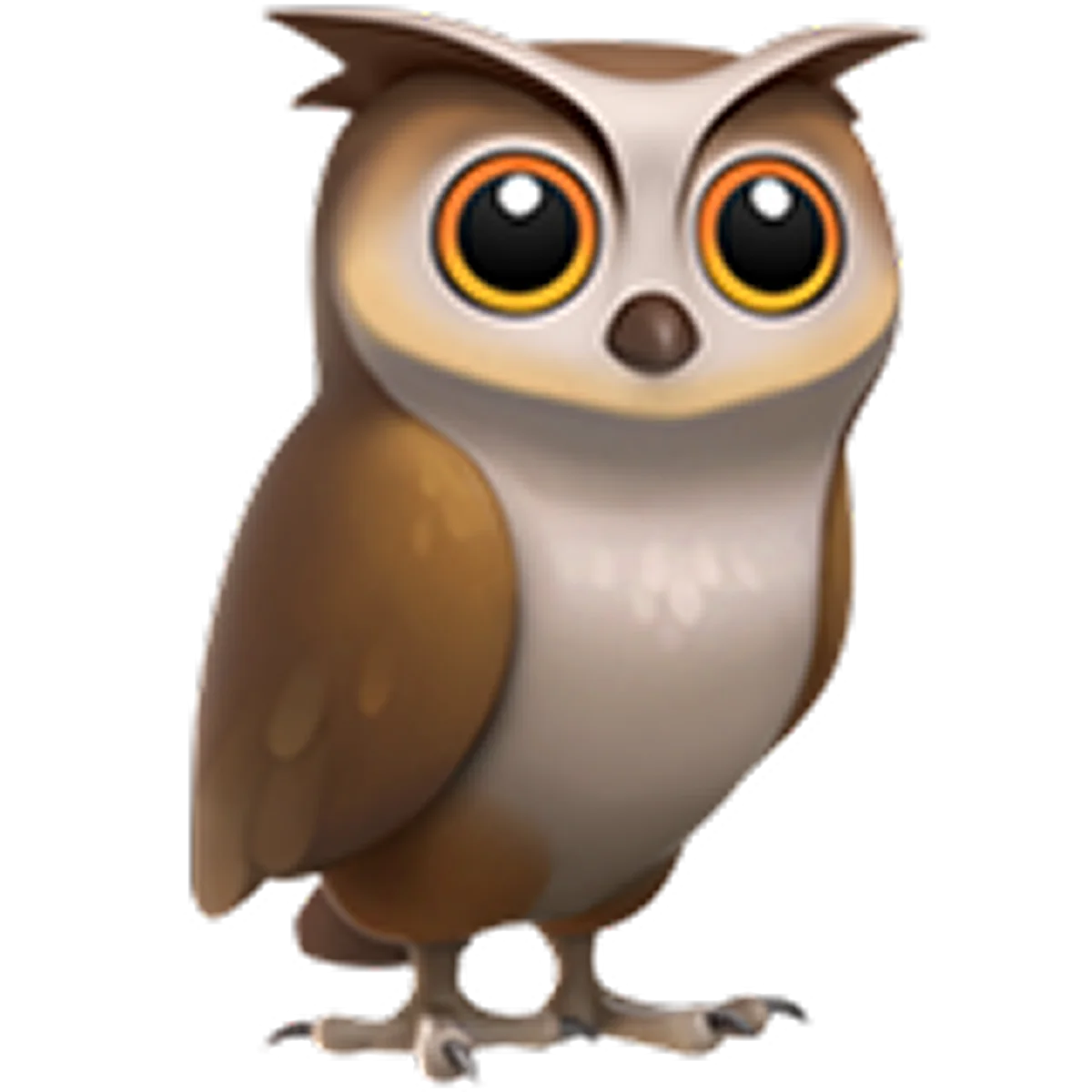 Cute Brown Owl with Big Amber Eyes Free PNG