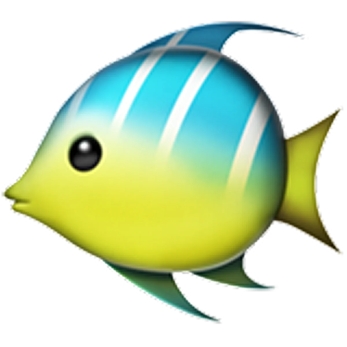 Striped Turquoise and Yellow Cartoon Fish Free PNG
