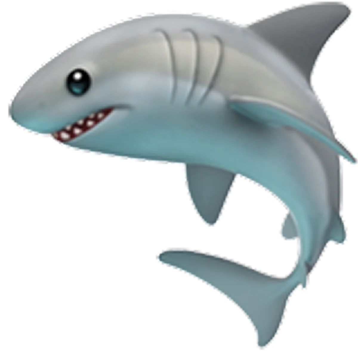 Smiling Gray Shark Cartoon Illustration Free PNG
