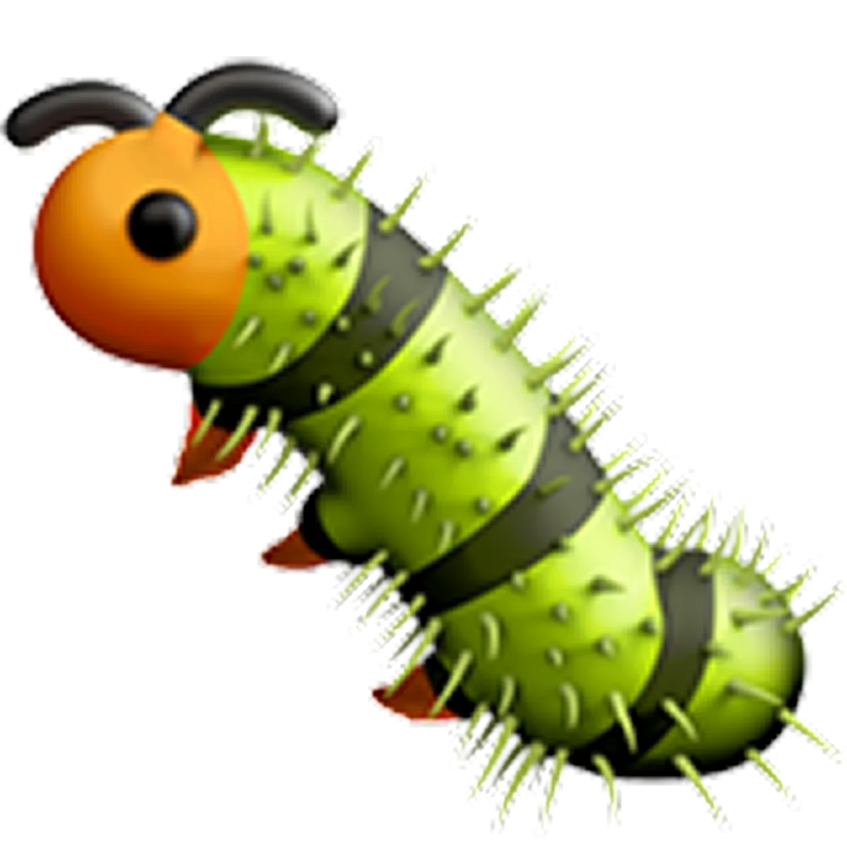 Spiky Green Caterpillar Cartoon Free PNG