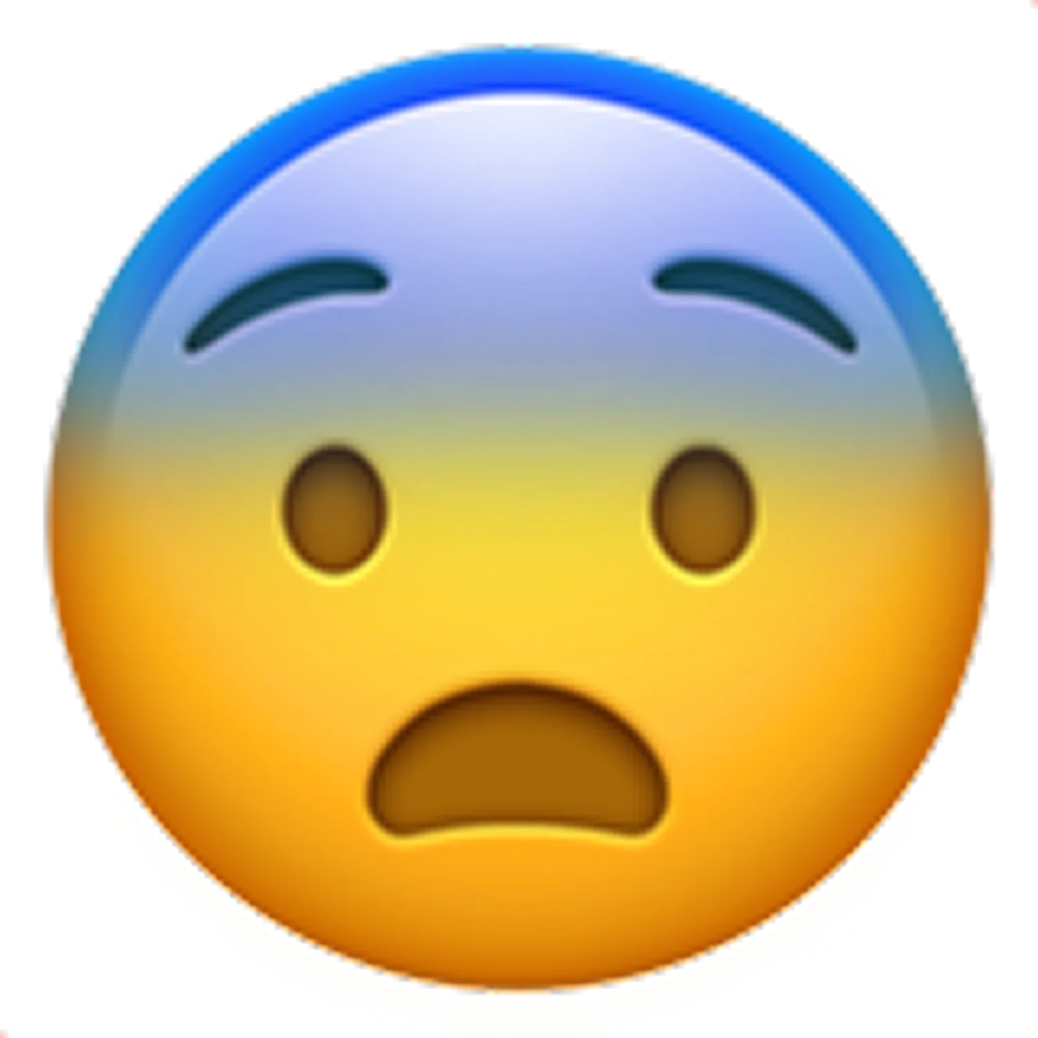 Shocked Yellow Emoji Face with Blue Gradient Free PNG