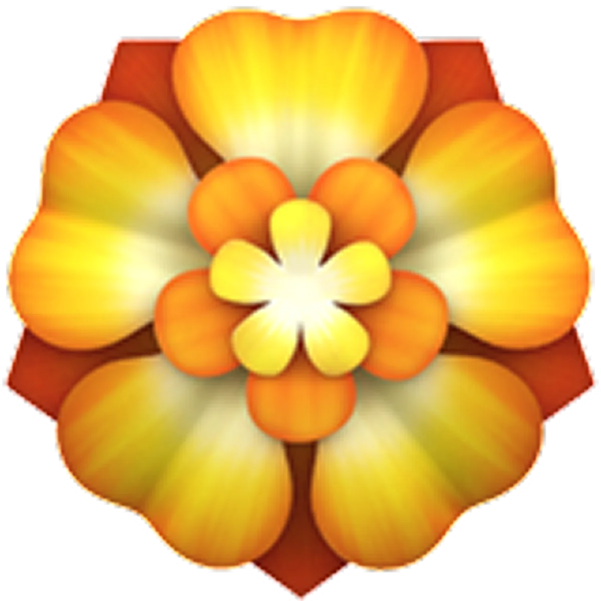 Layered Yellow and Orange Flower Emblem Free PNG