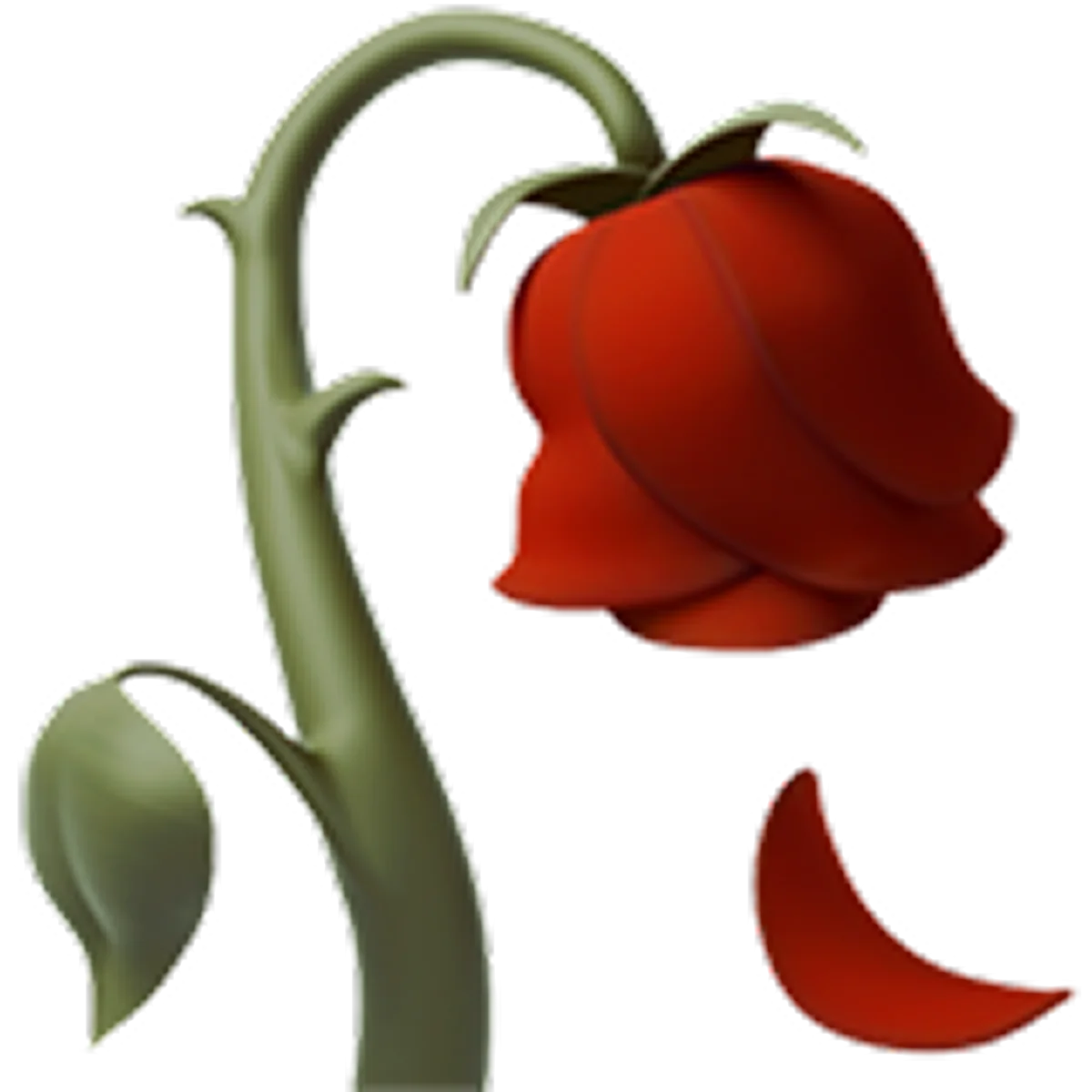 Red Rosebud on a Curved Stem Free PNG