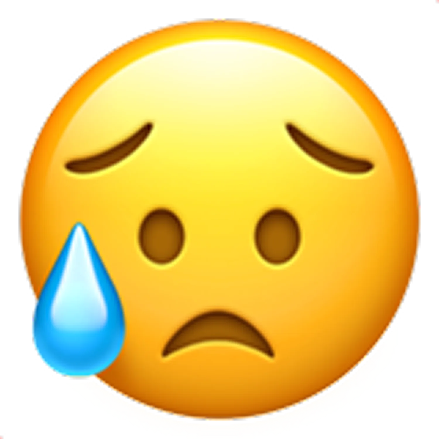 Crying Face Emoji with Blue Tear Free PNG