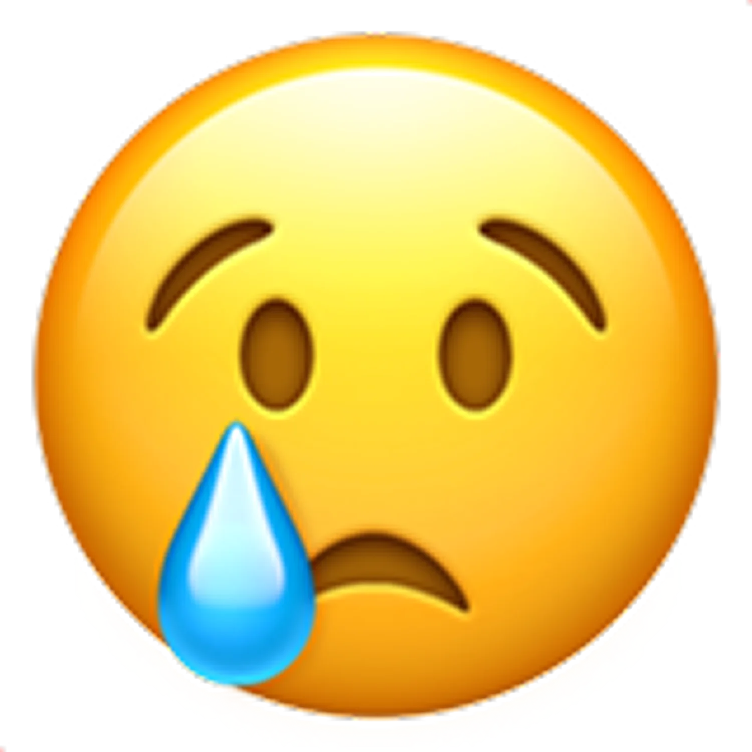Crying Face Emoji with Blue Tear Free PNG