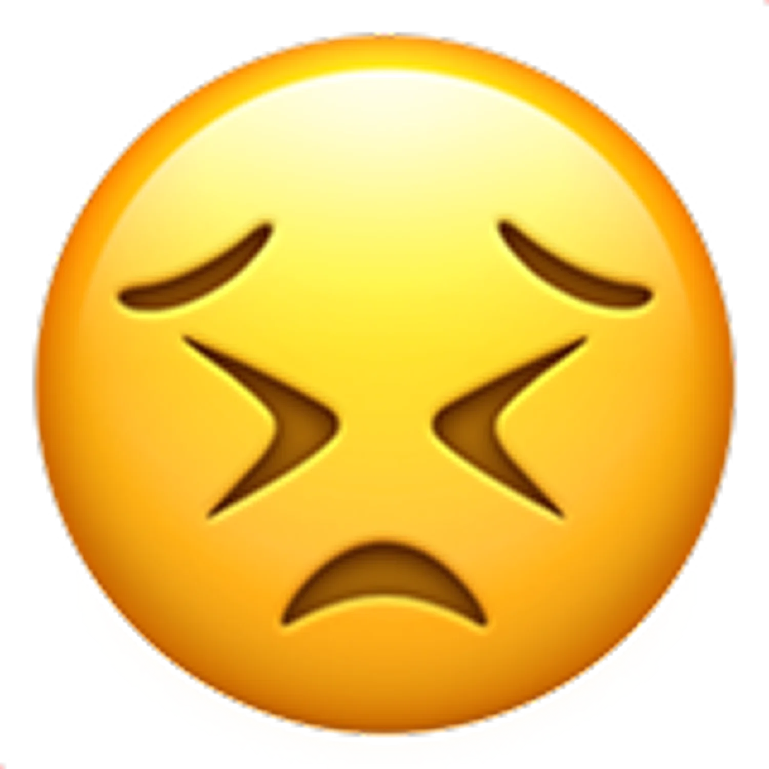 Confounded Yellow Emoji Face Free PNG