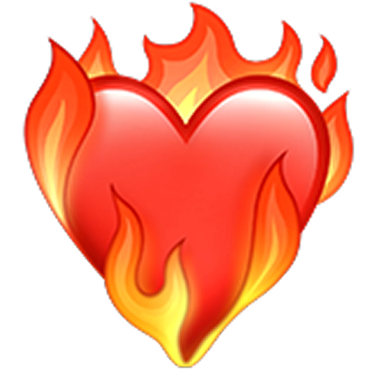 Fiery Red Heart with Flames Free PNG