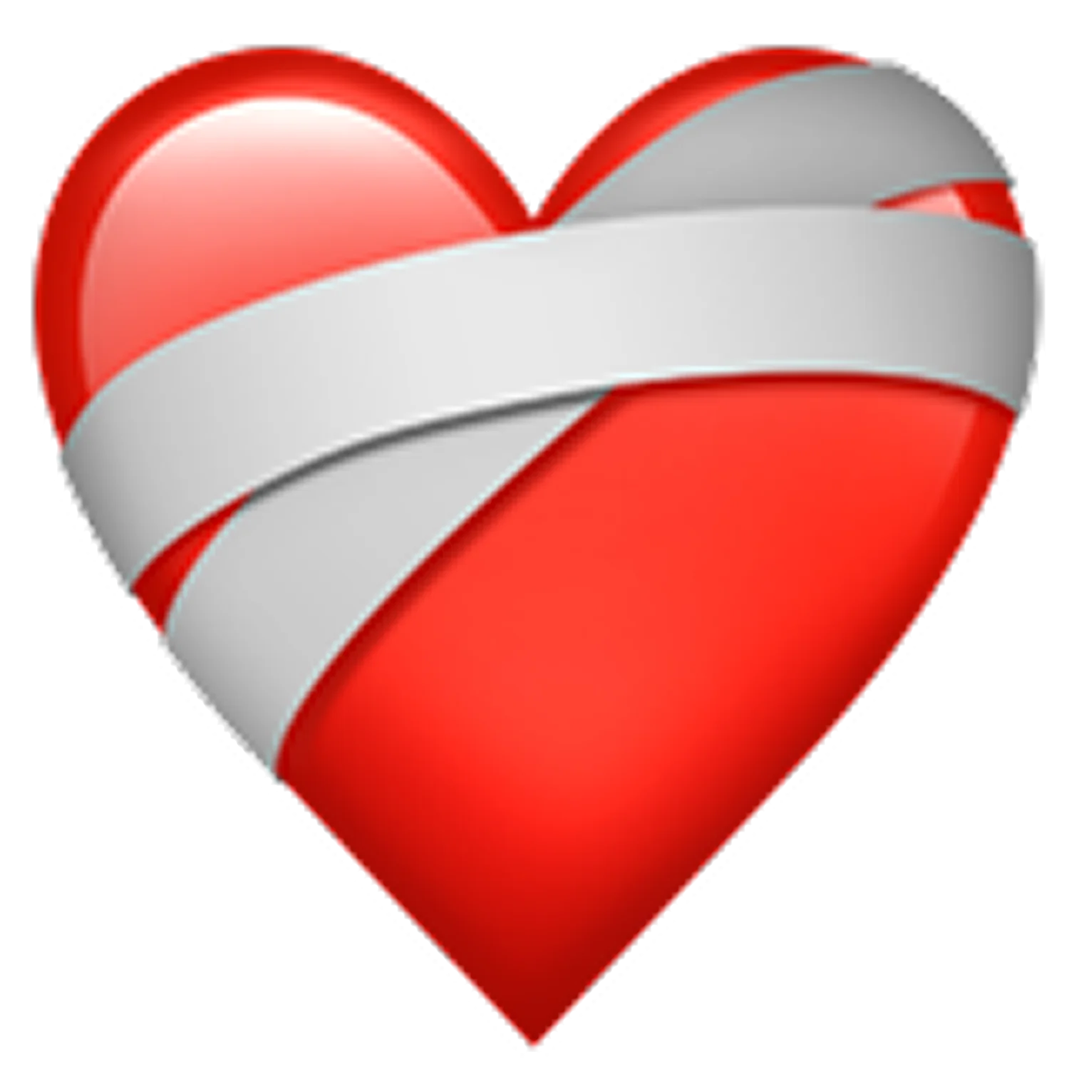 Glossy Red Heart Wrapped in a White Ribbon Free PNG