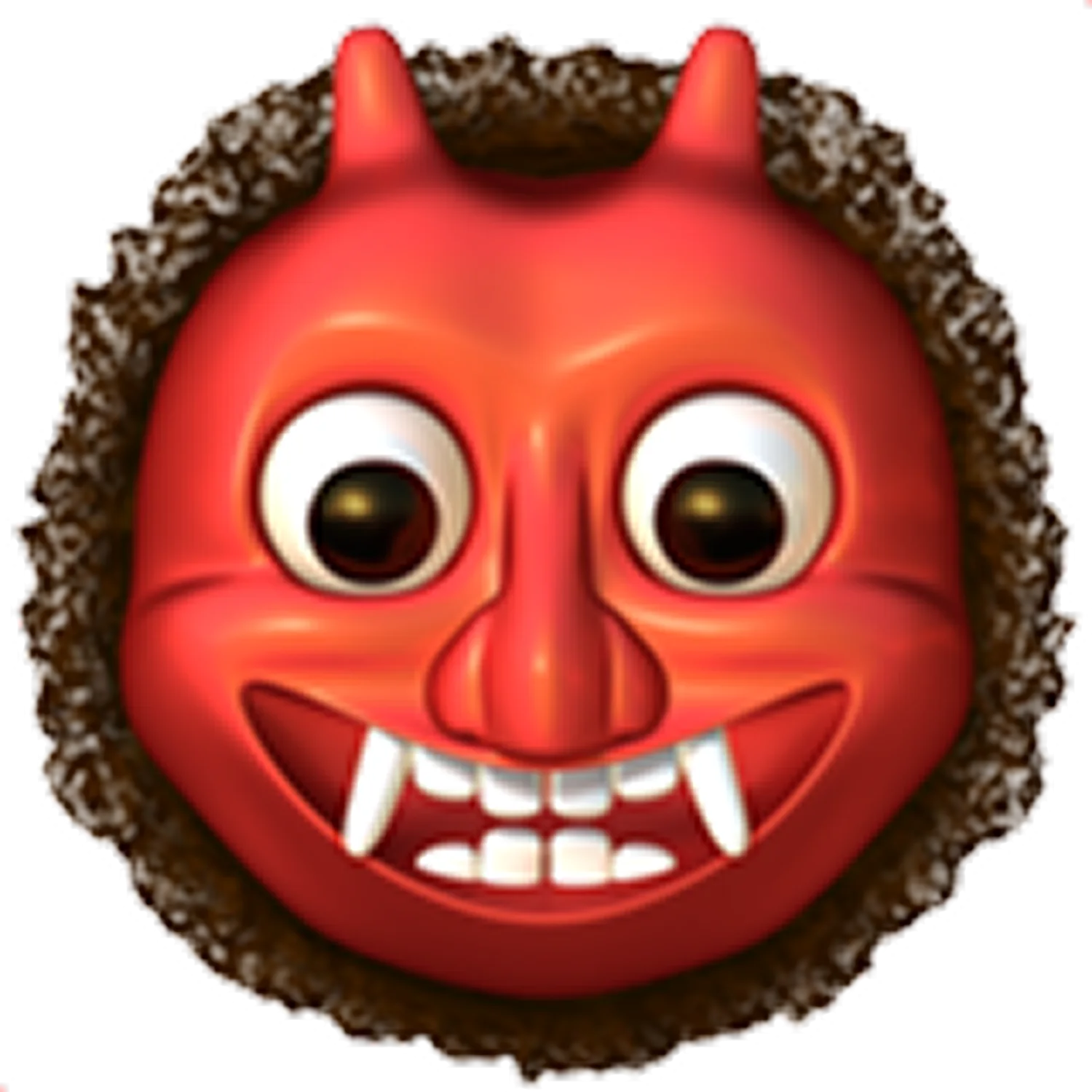 Red Horned Demon Face with Fangs Free PNG