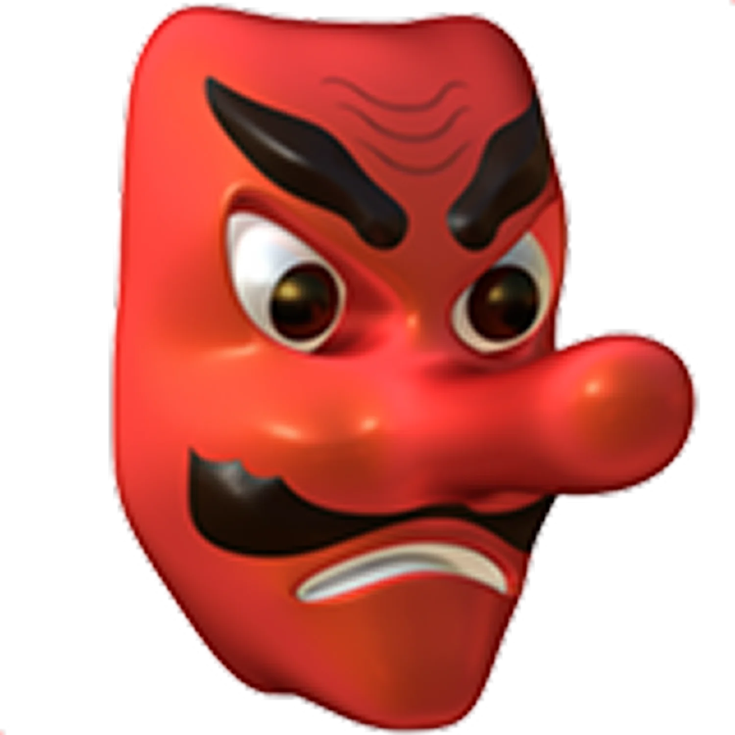 Angry Red Cartoon Face with Long Nose Free PNG