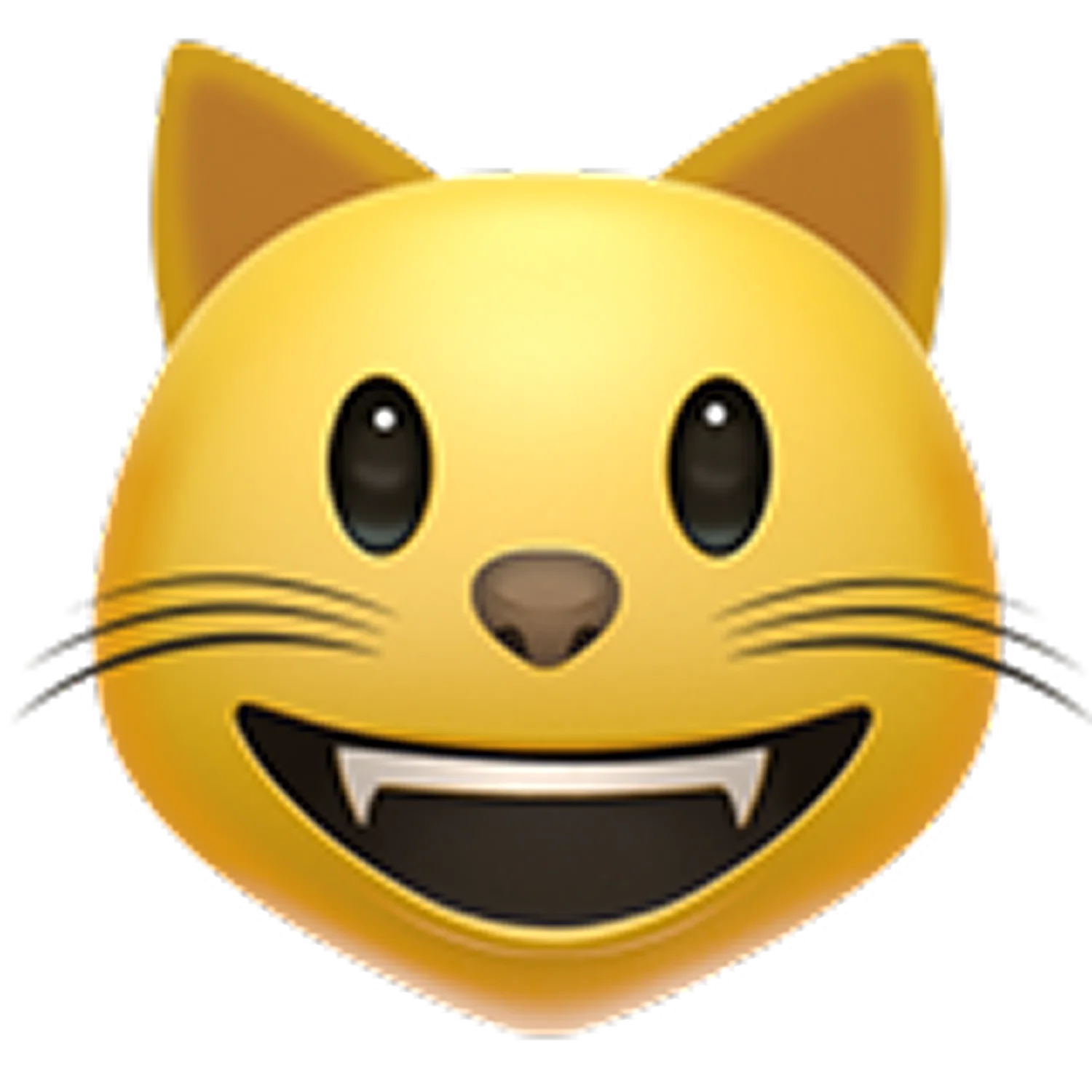 Grinning Yellow Cat Emoji with Fangs Free PNG