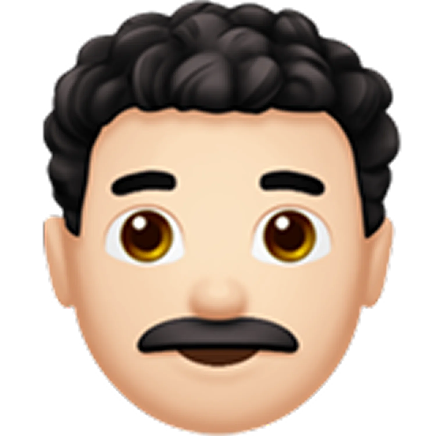 Curly-Haired Man Face Emoji with Mustache Free PNG