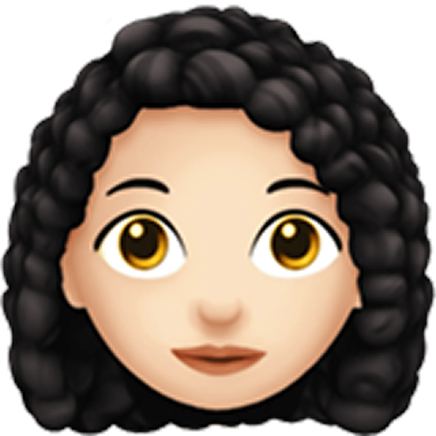 Smiling Woman Face with Curly Black Hair Free PNG