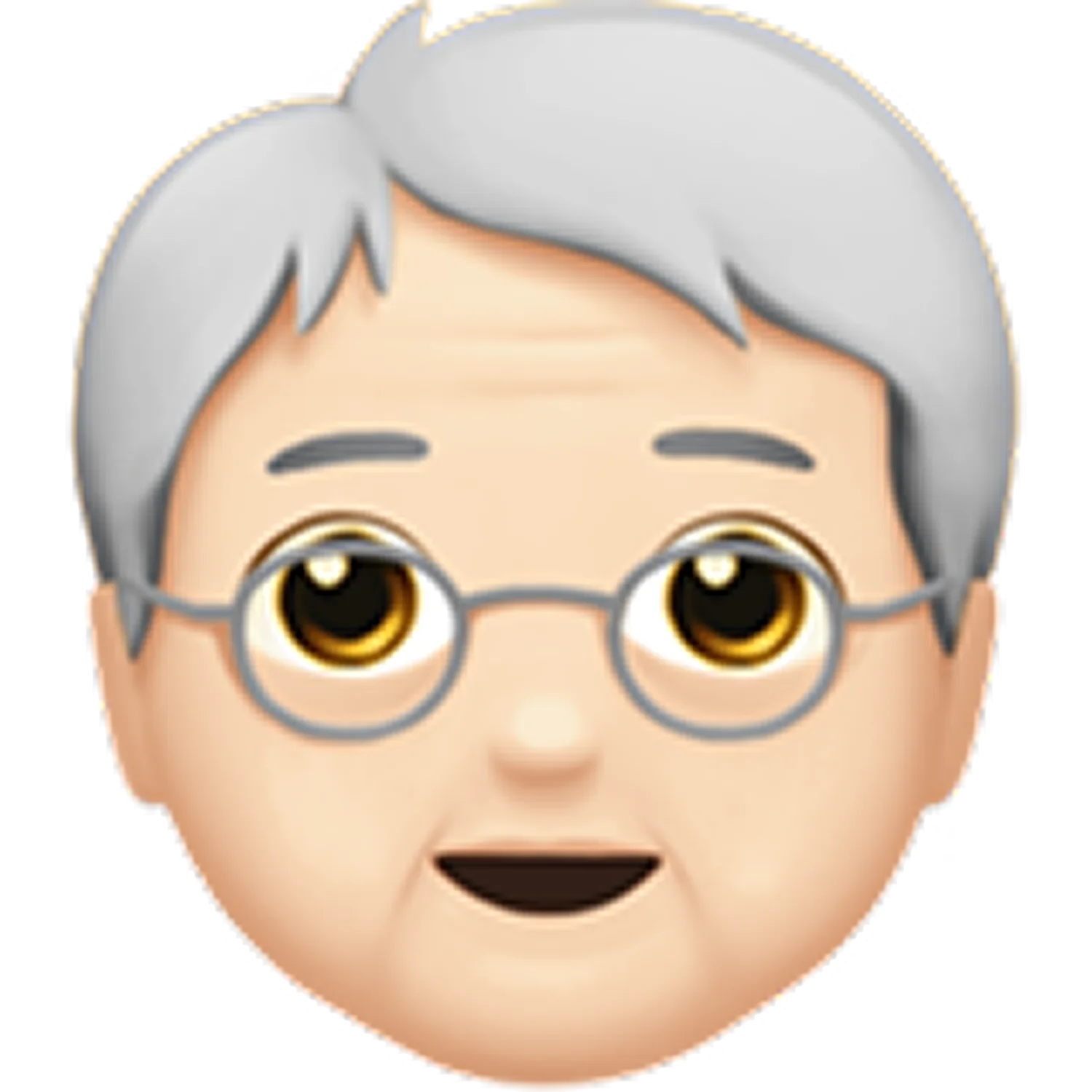 Smiling Gray-Haired Man Emoji with Glasses Free PNG