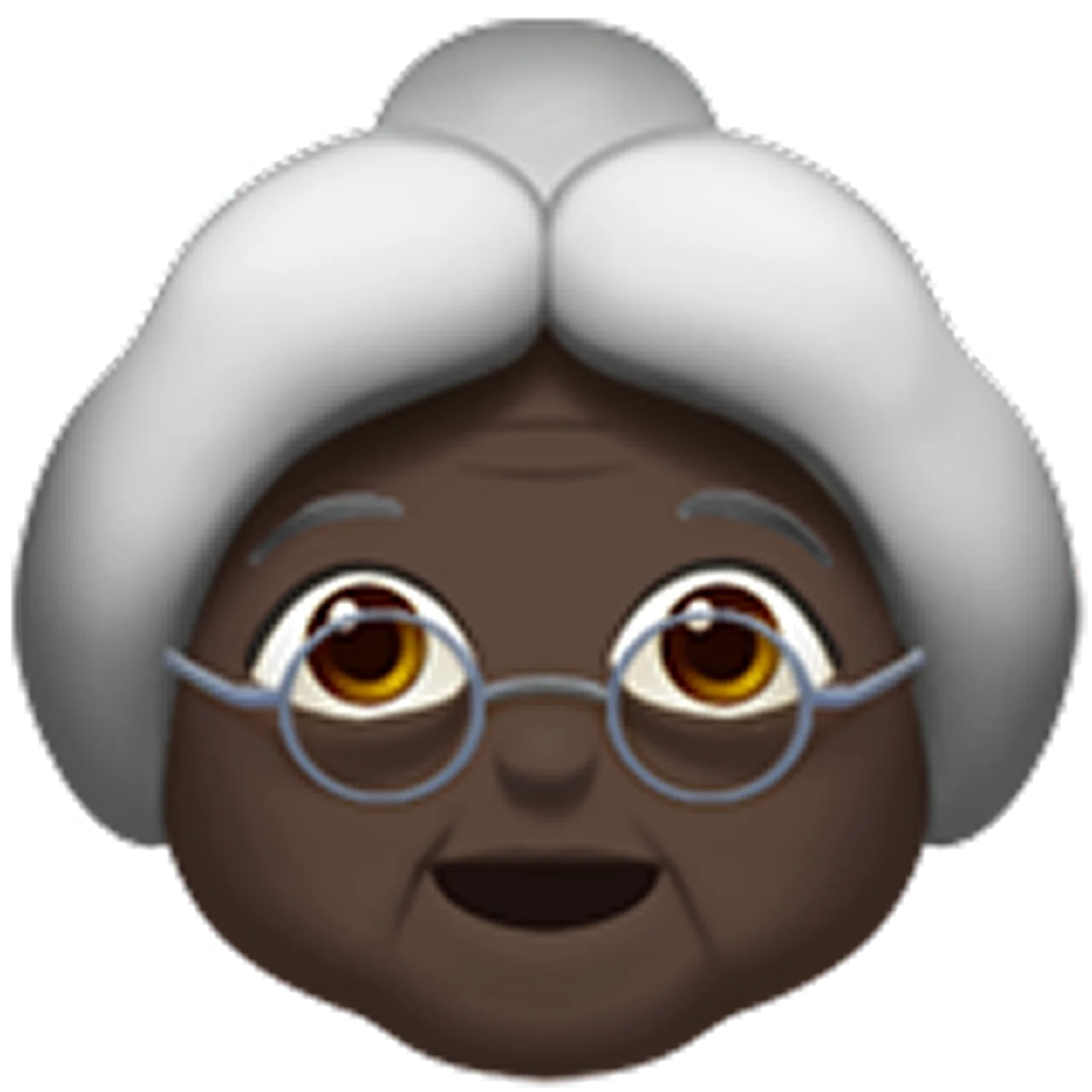 Smiling Elderly Woman Emoji with White Hair and Glasses Free PNG