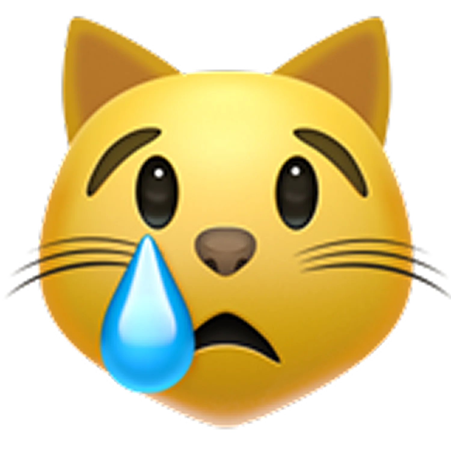 Sad Crying Cat Emoji with a Blue Tear Free PNG
