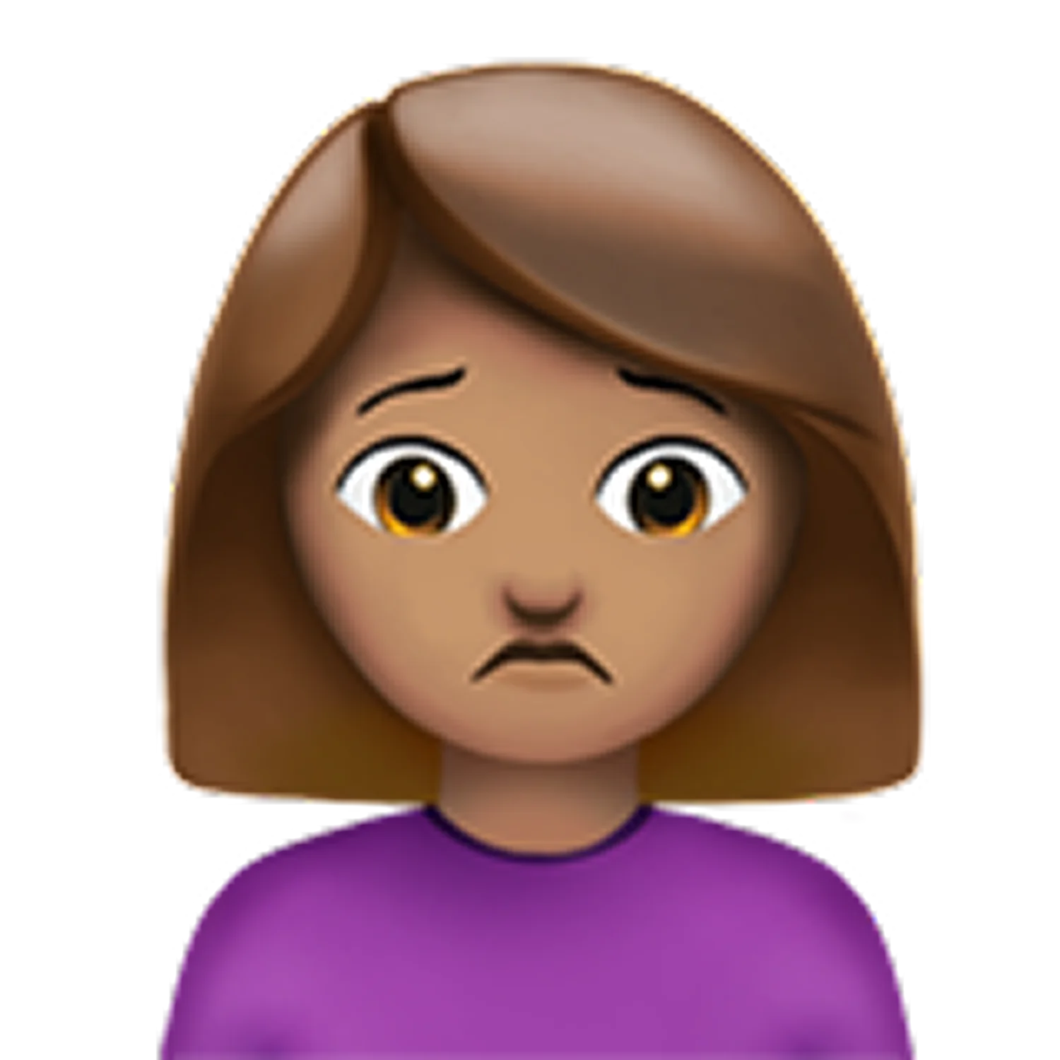 Sad Brown-Haired Woman Emoji Portrait Free PNG