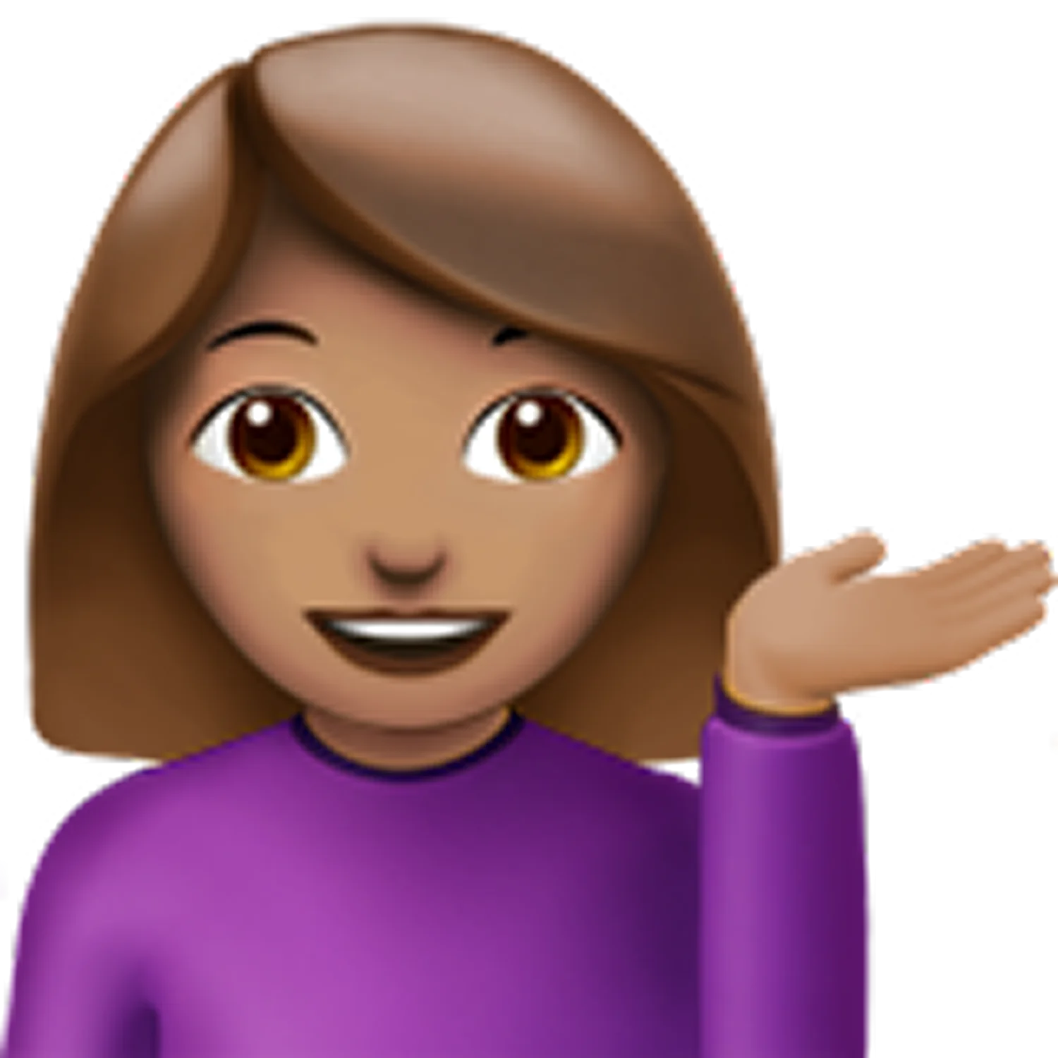 Smiling Woman Gesturing with Open Hand Free PNG