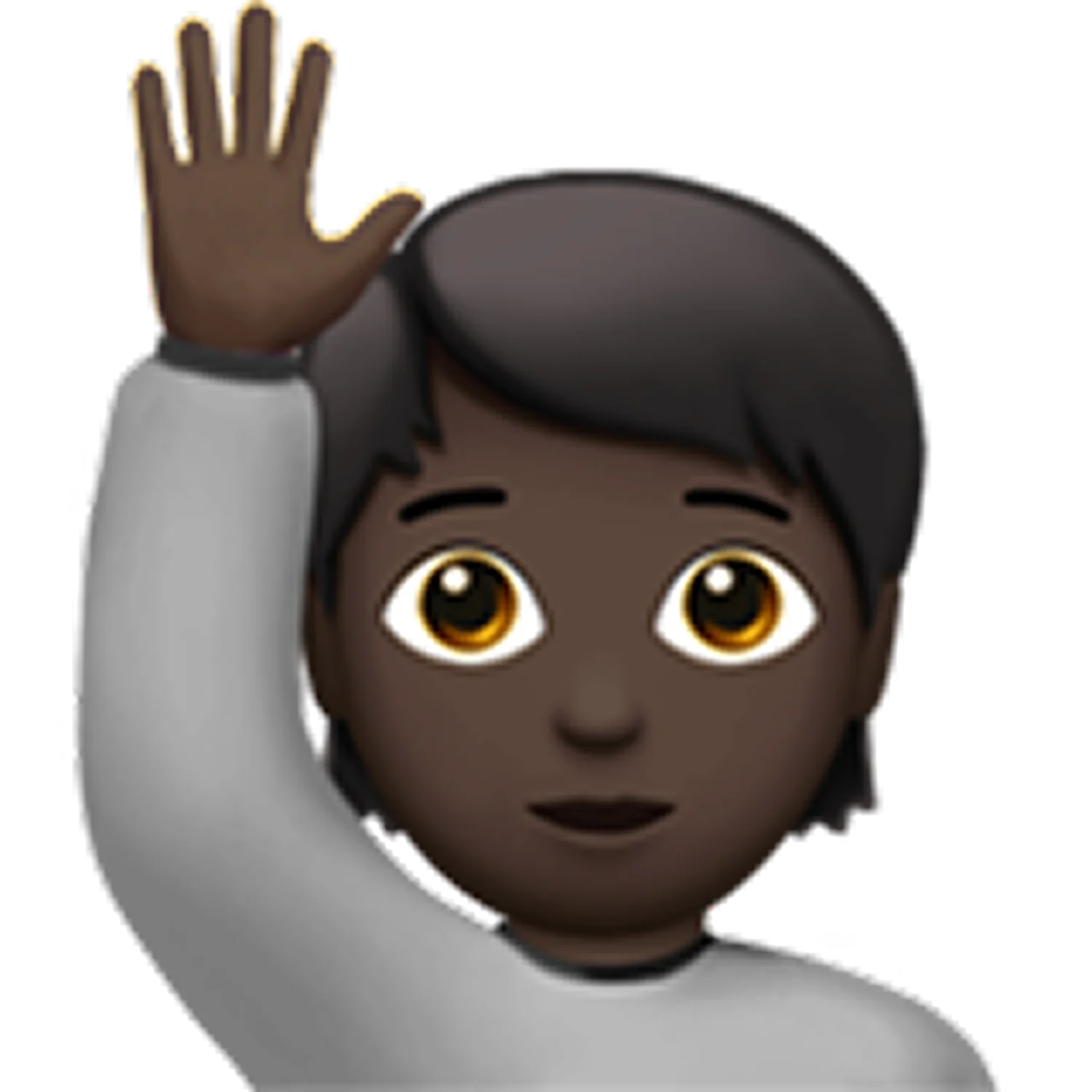 Smiling Person Waving with Raised Hand Free PNG