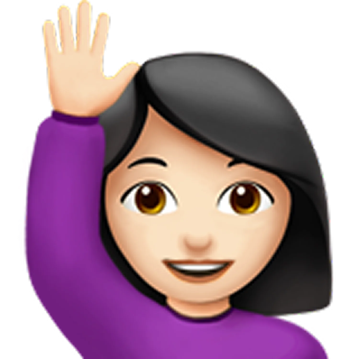 Smiling Woman Raising Hand Emoji Free PNG