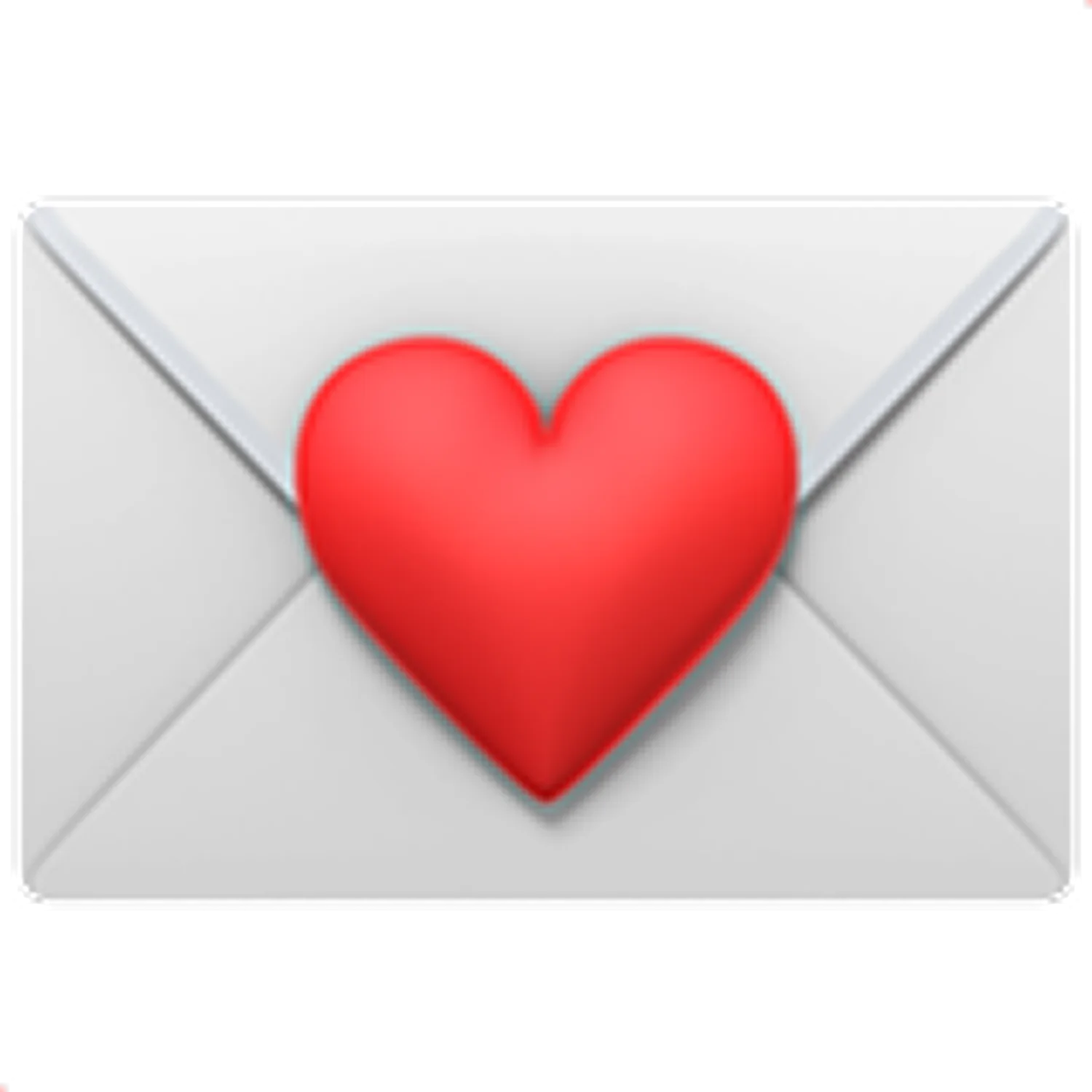 Red Heart on White Envelope Icon Free PNG
