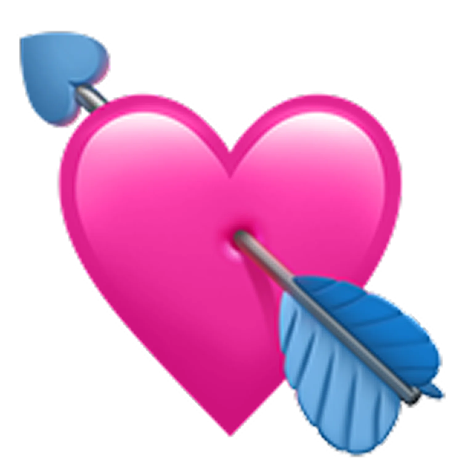 Glossy Pink Heart Pierced by a Blue-Feathered Arrow Free PNG